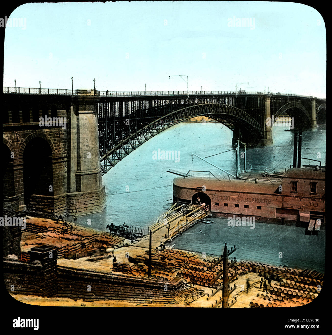 Die herrliche Eads Brücke, St. Louis, Missouri, USA, Laterna Magica schieben, um 1910 Stockfoto