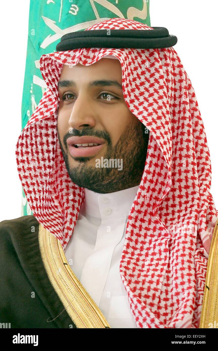 Riad. 23. Januar 2015. Ein Handout Bild veröffentlicht durch Saudi Press Agency (SPA) Saudi Arabien neue Verteidigung Minister Prinz Mohammed bin Salman. Neue König Saudi Arabiens, Salman bin Abdul-Aziz Al Saud ernannte seinen Sohn Prinz Mohammed bin Salman als Verteidigungsminister. Bildnachweis: SPA/Xinhua/Alamy Live-Nachrichten Stockfoto