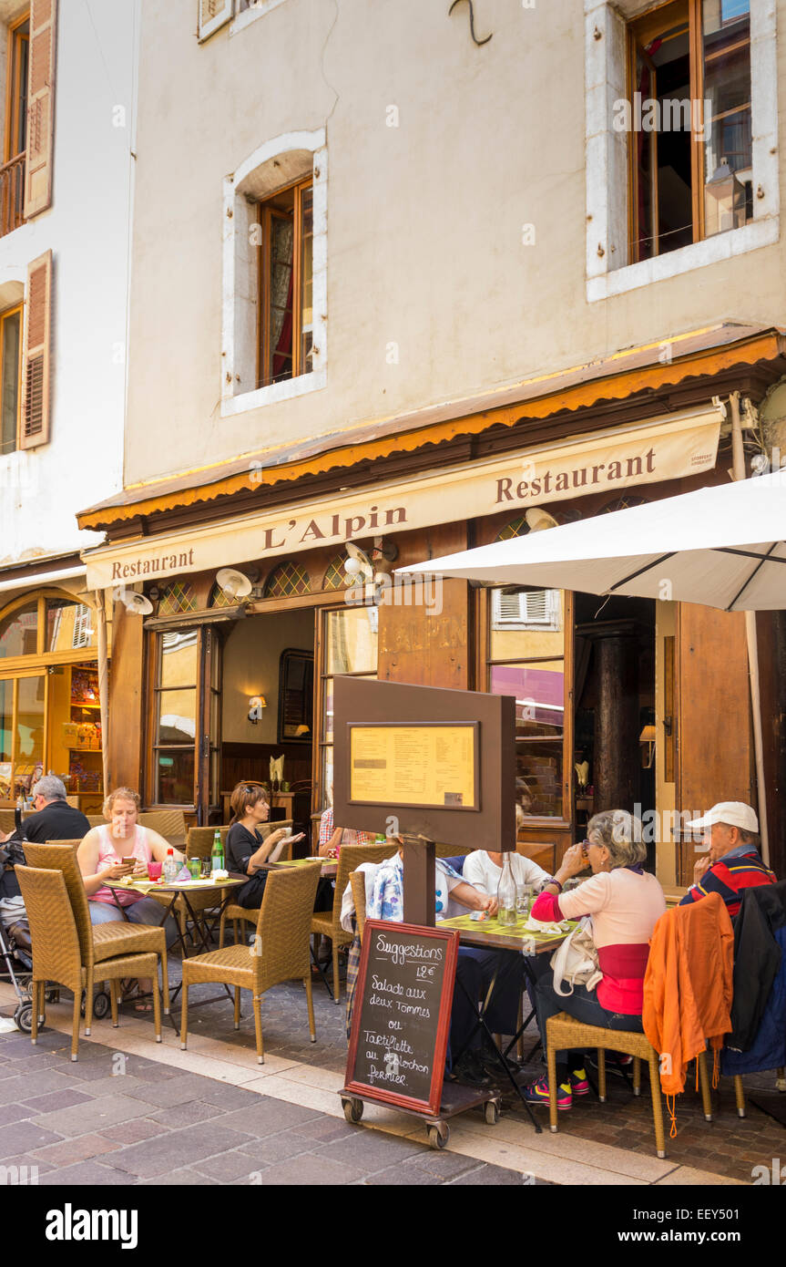 Französisches Restaurant in Annecy, Haute-Savoie, Frankreich Stockfoto