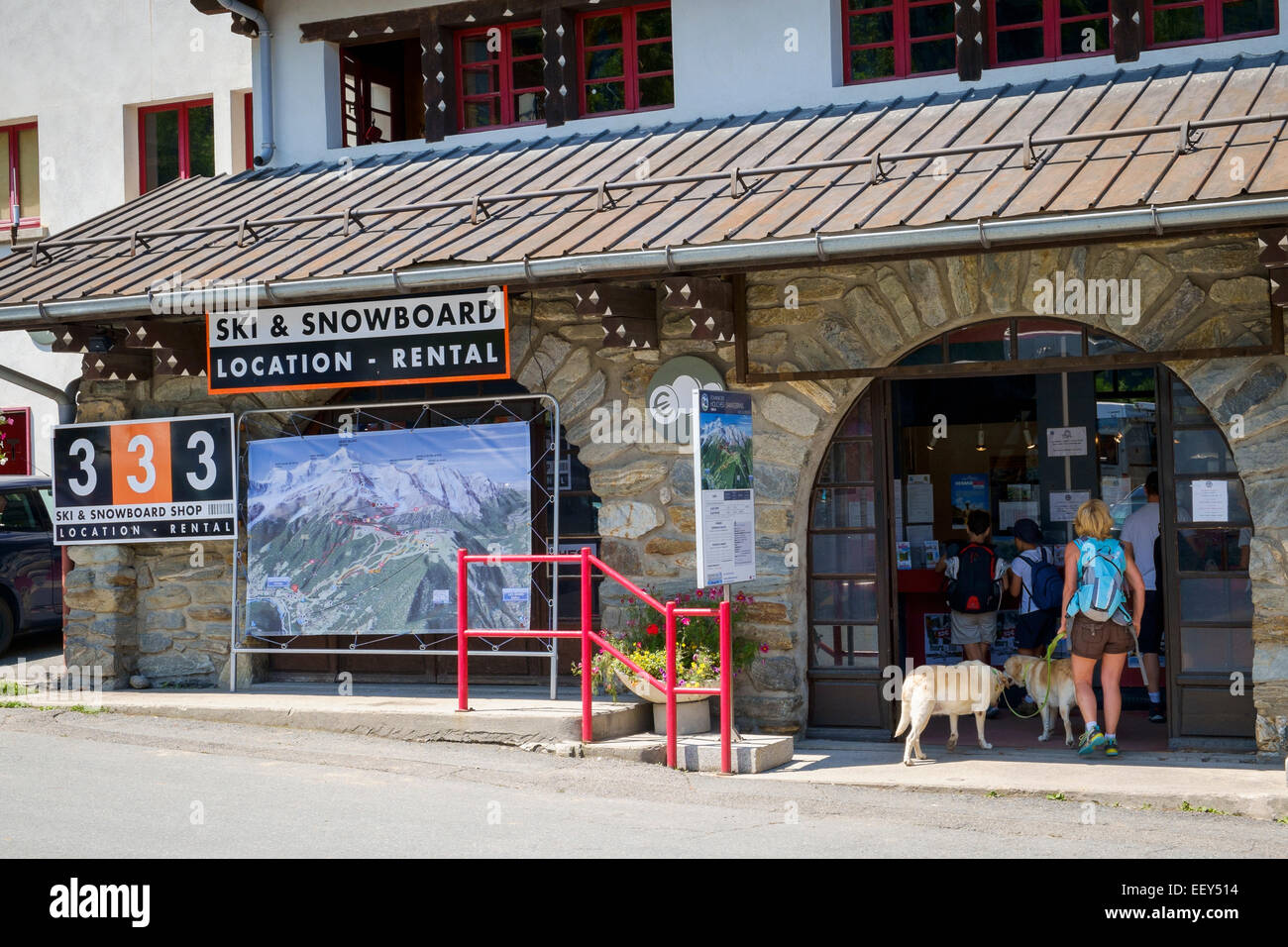 Eingang zum Bellevue Seilbahnstation in Les Houches, Chamonix, Französische Alpen, Haute-Savoie, Frankreich Stockfoto
