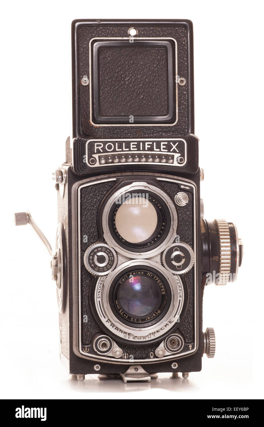 Vintage Twin Lens reflex Rollieflex Mittelformatkamera Stockfoto