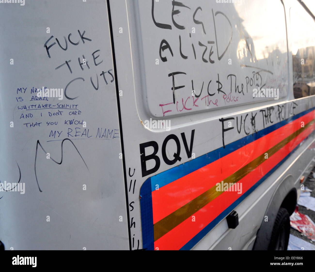 Studenten-Demos gegen Govt schneidet und Gebühren @ Trafalgar Square und Whitehall auffüllen. Stockfoto