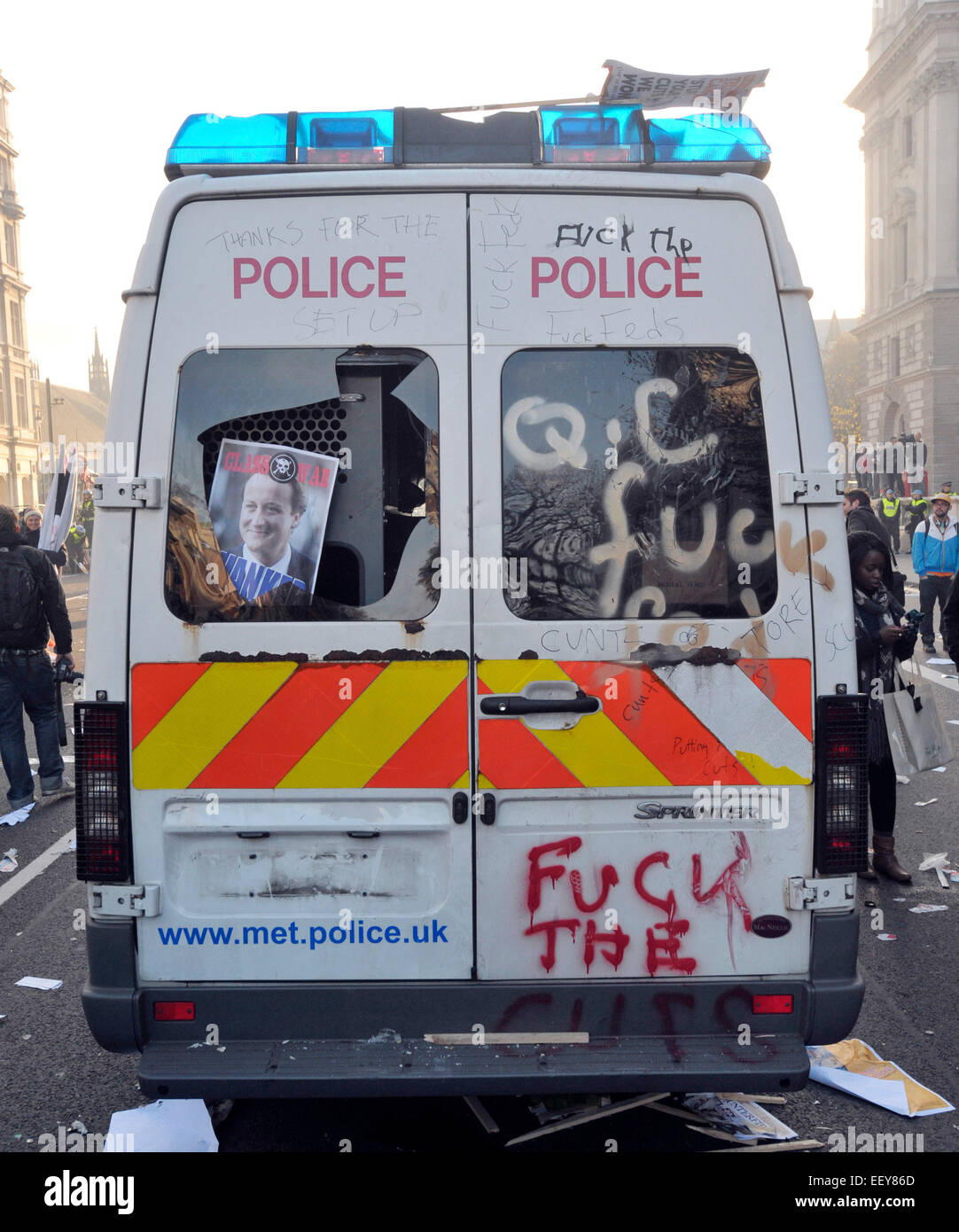 Studenten-Demos gegen Govt schneidet und Gebühren @ Trafalgar Square und Whitehall auffüllen. Stockfoto