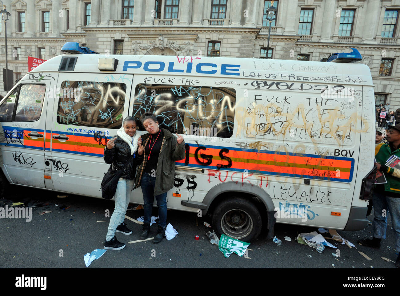 Studenten-Demos gegen Govt schneidet und Gebühren @ Trafalgar Square und Whitehall auffüllen. Stockfoto