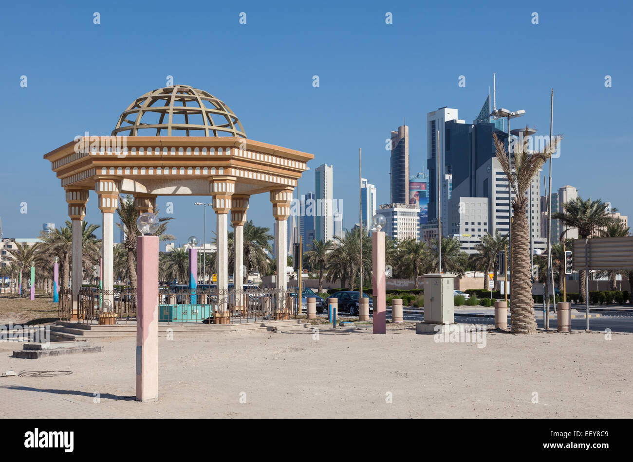 Pavillon an der Corniche in Kuwait-Stadt. 7. Dezember 2014 in Kuwait, Naher Osten Stockfoto