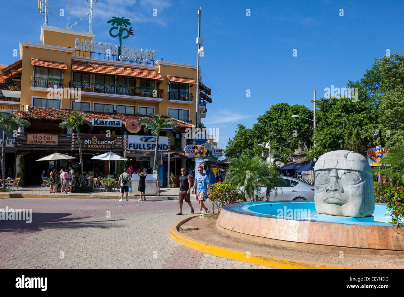 Brunnen im Zentrum von Schnittpunkt, Playa del Carmen, Riviera Maya, Yucatan, Mexiko Stockfoto