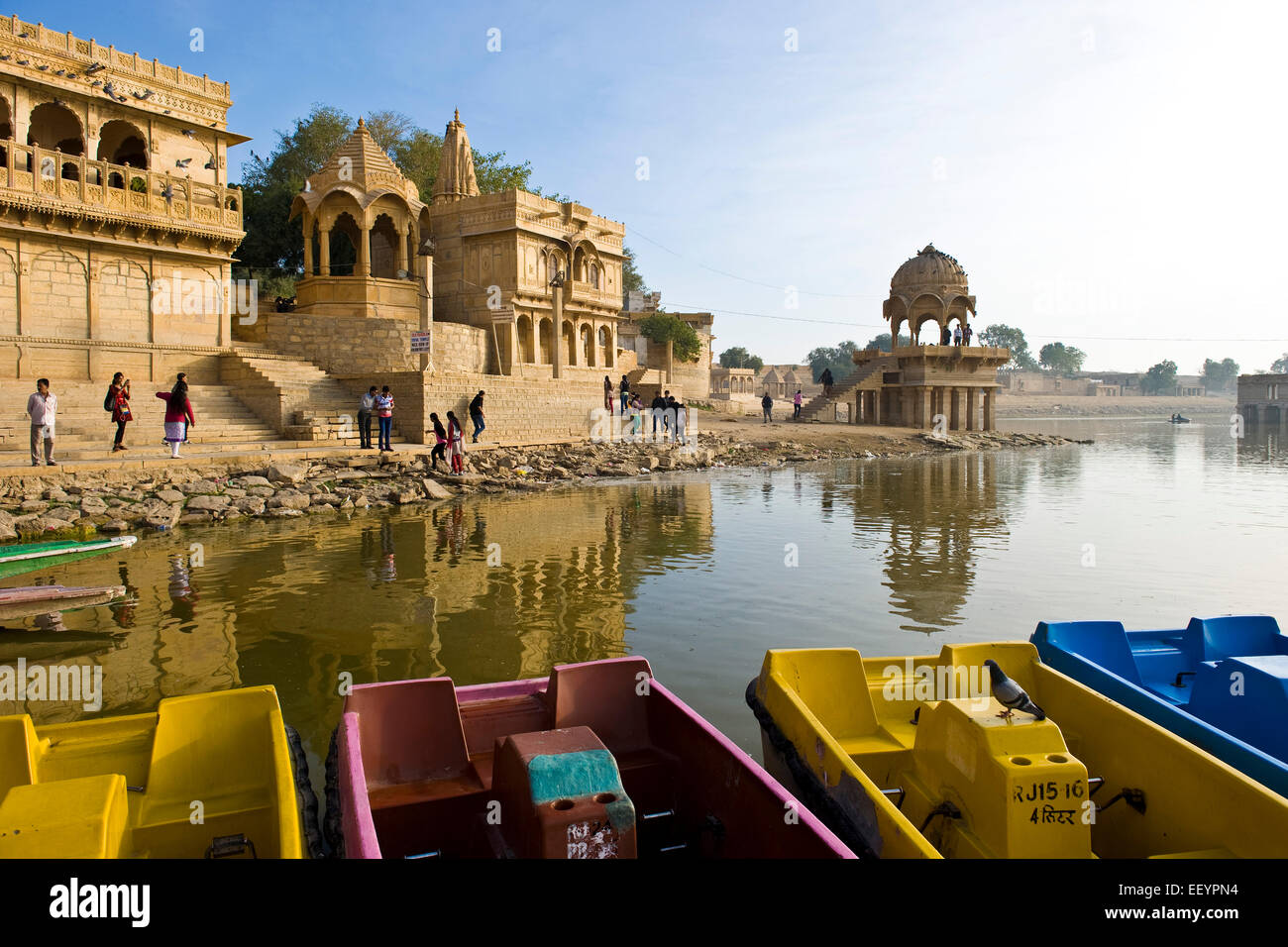 Indien, Rajasthan, Jaisalmer, Gadisar tank Stockfoto