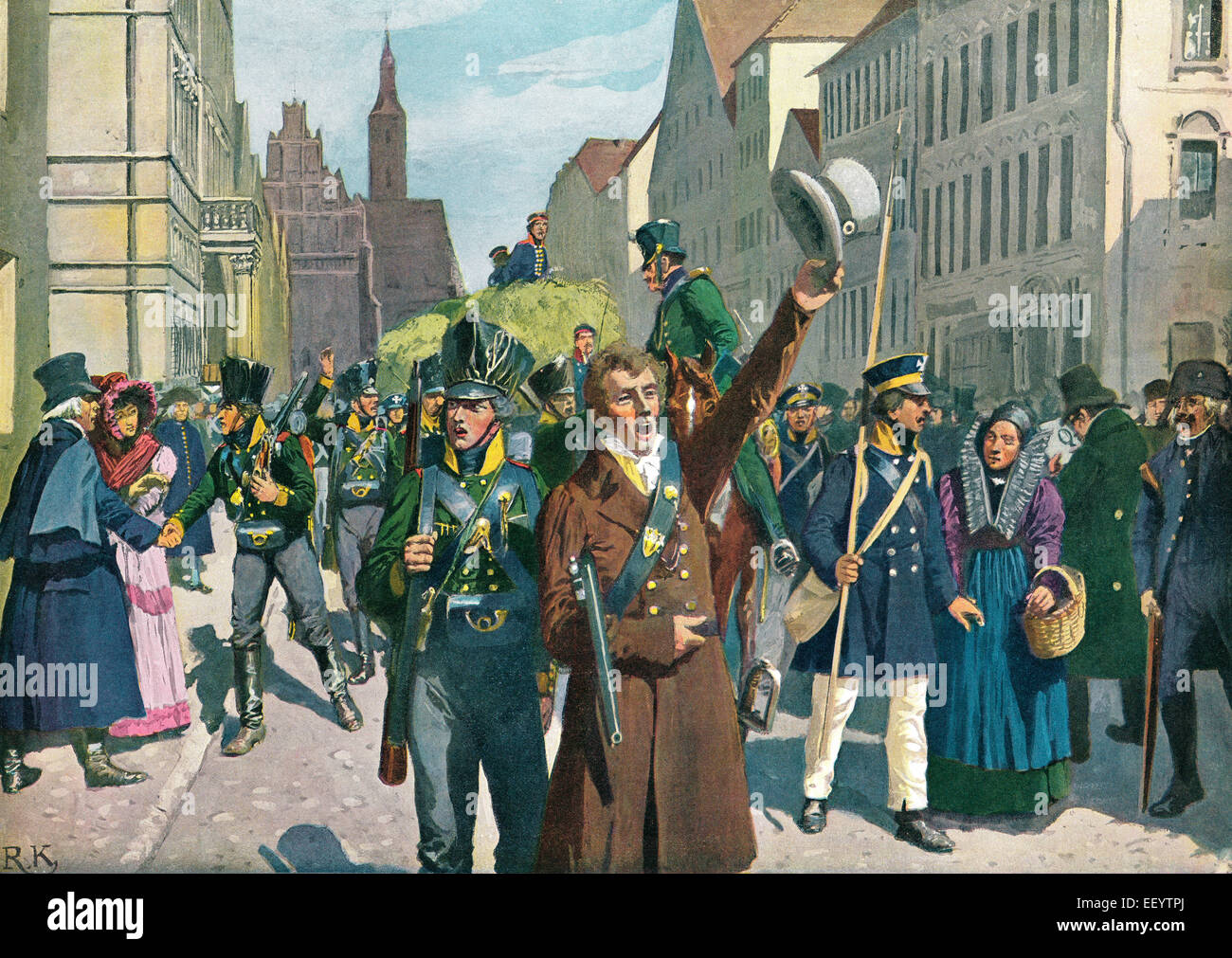 Aufstand in Breslau, 1813, Freiheitskriege 1813-15, ein Gemälde von Richard Knötel, Erhebung Gegen sterben französischen Herrschaf Stockfoto