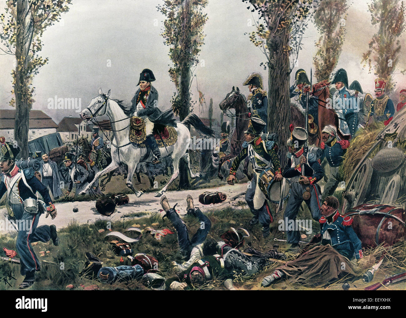 Kaiser Napoleon i. Bonaparte flieht Leipzig am 19. Oktober 1813 nach der Niederlage bei der Völkerschlacht bei Leipzig, Schlacht der Nationen-n Stockfoto
