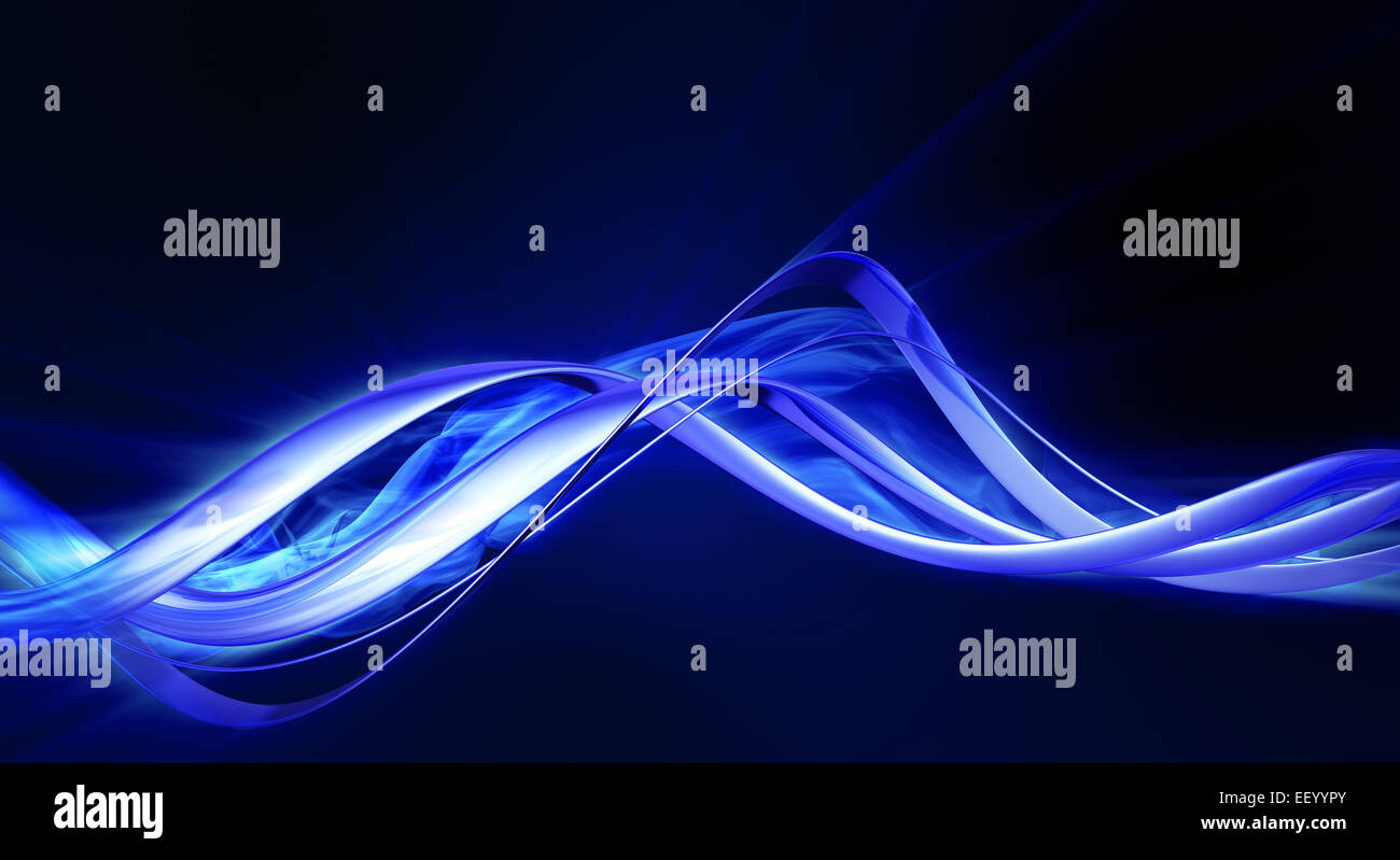 Blau glänzend Wirbel mit einem Glanz auf einem schwarzen Hintergrund. Stockfoto