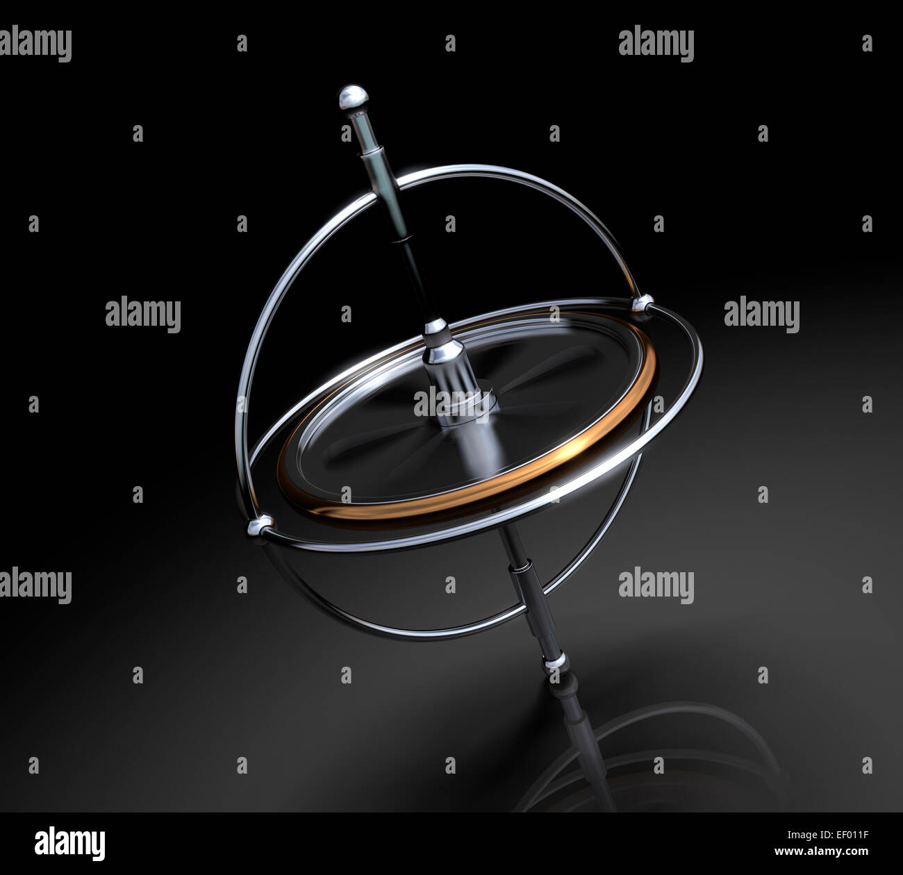 Eine drehende Kreisel auf schwarzem Hintergrund Stockfoto