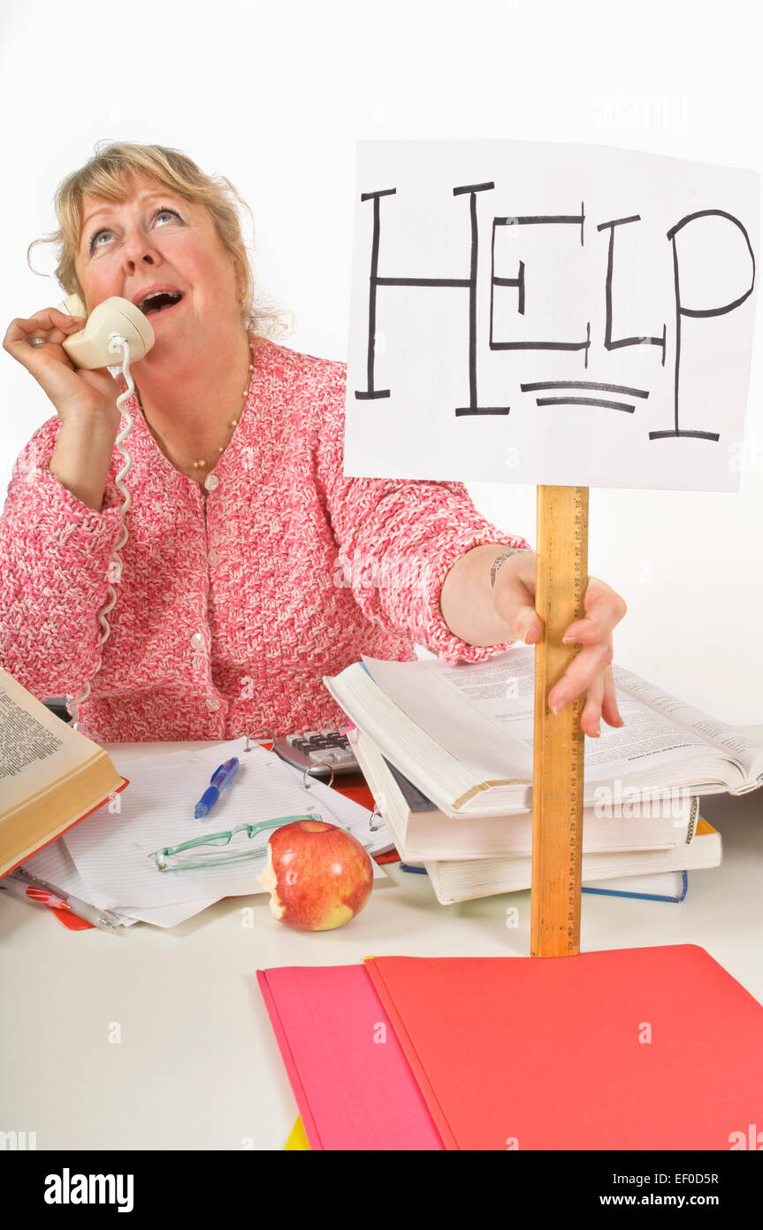 Überarbeiteten Lehrer Stockfoto
