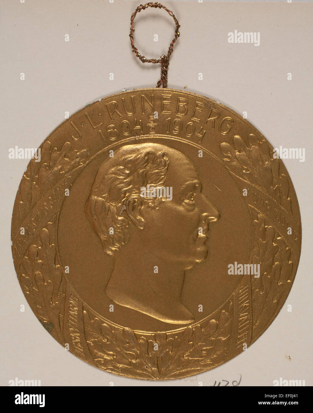 Johan Ludvig Runeberg. Schokolade-Medaille. Zuerst machte von Fazer, 5. Februar 1904 Stockfoto
