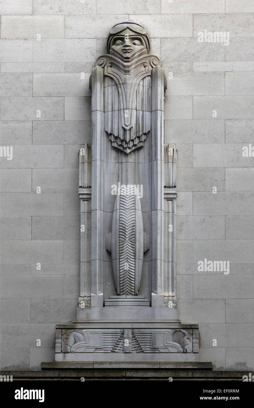 Skulptur von Thompson und Capstick über den Mersey-Tunnel Ventilator Welle, Liverpool, Architekten Herbert Jack Rowse. Es ist vorschlagen Stockfoto