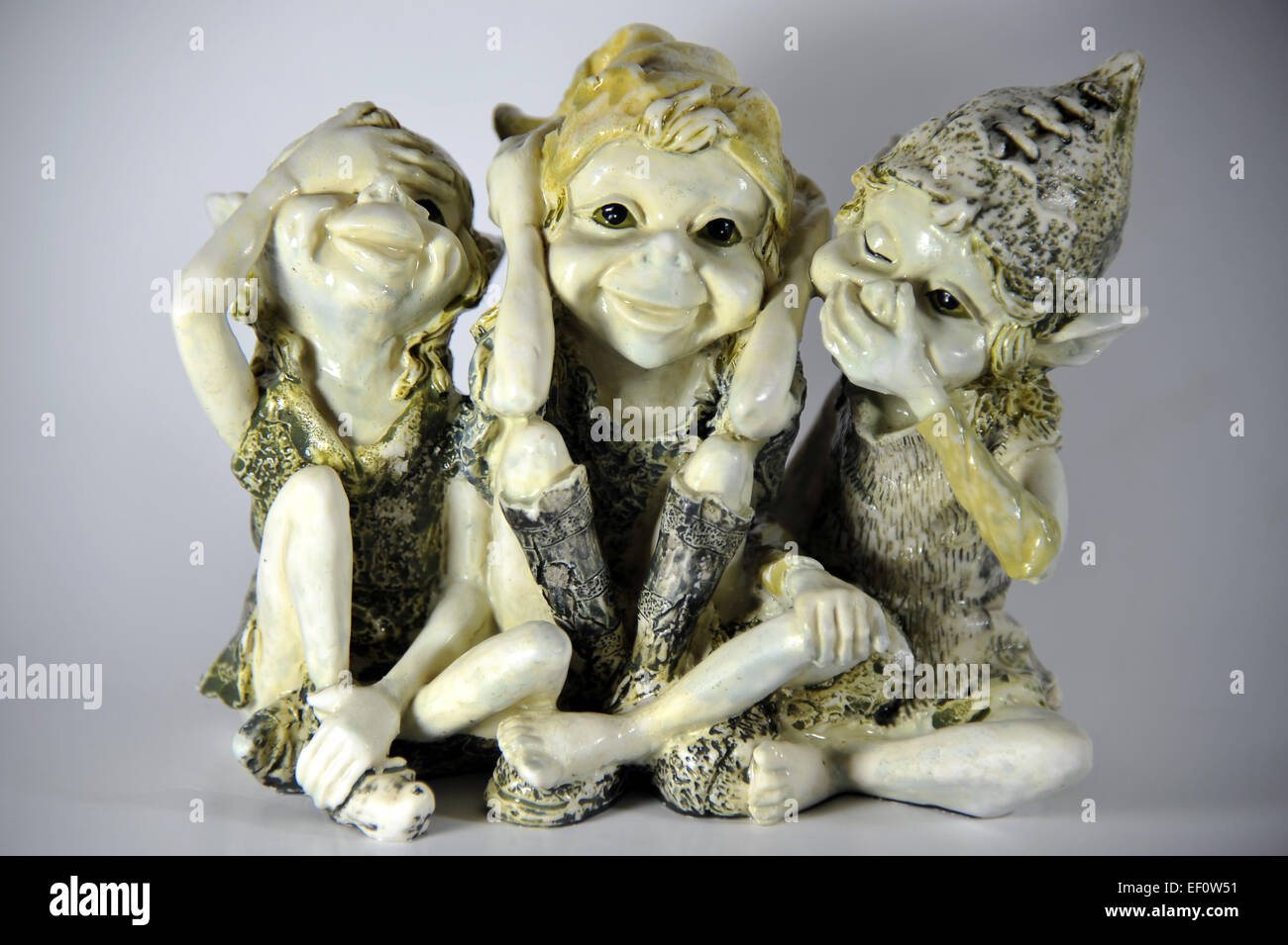 Nichts Böses hören, nichts Böses sehen, nichts Böses sprechen. Stockfoto
