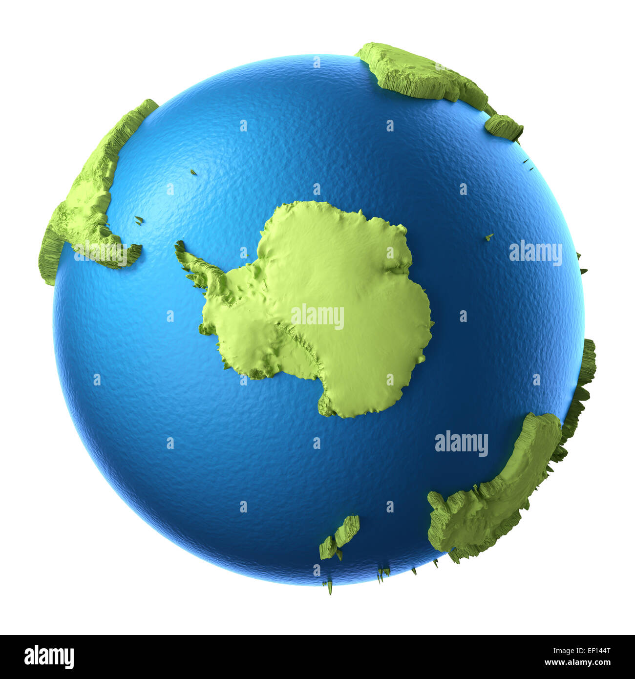 Kugel-3d isoliert auf weißem Hintergrund. Südpol. Elemente dieses Bildes, eingerichtet von der NASA Stockfoto