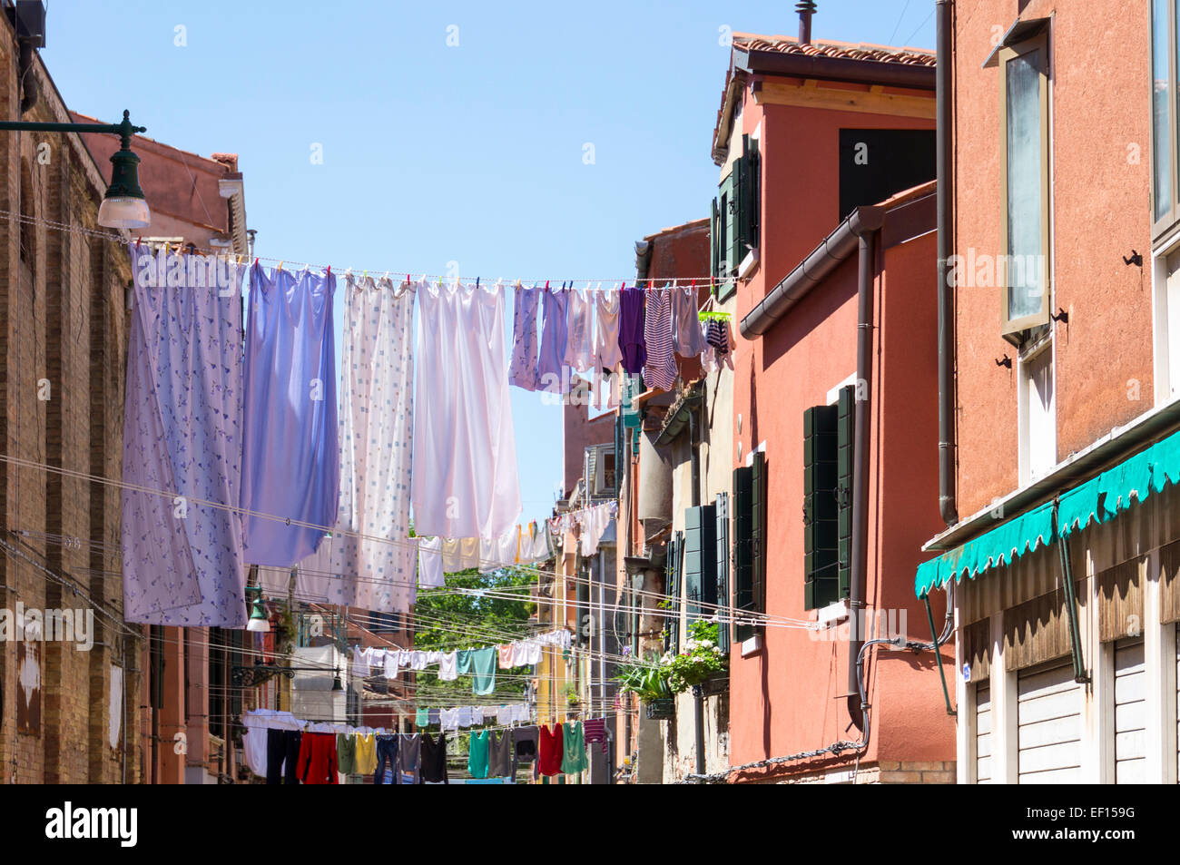 Trocknen von Wäsche, Street, Venedig Stockfoto
