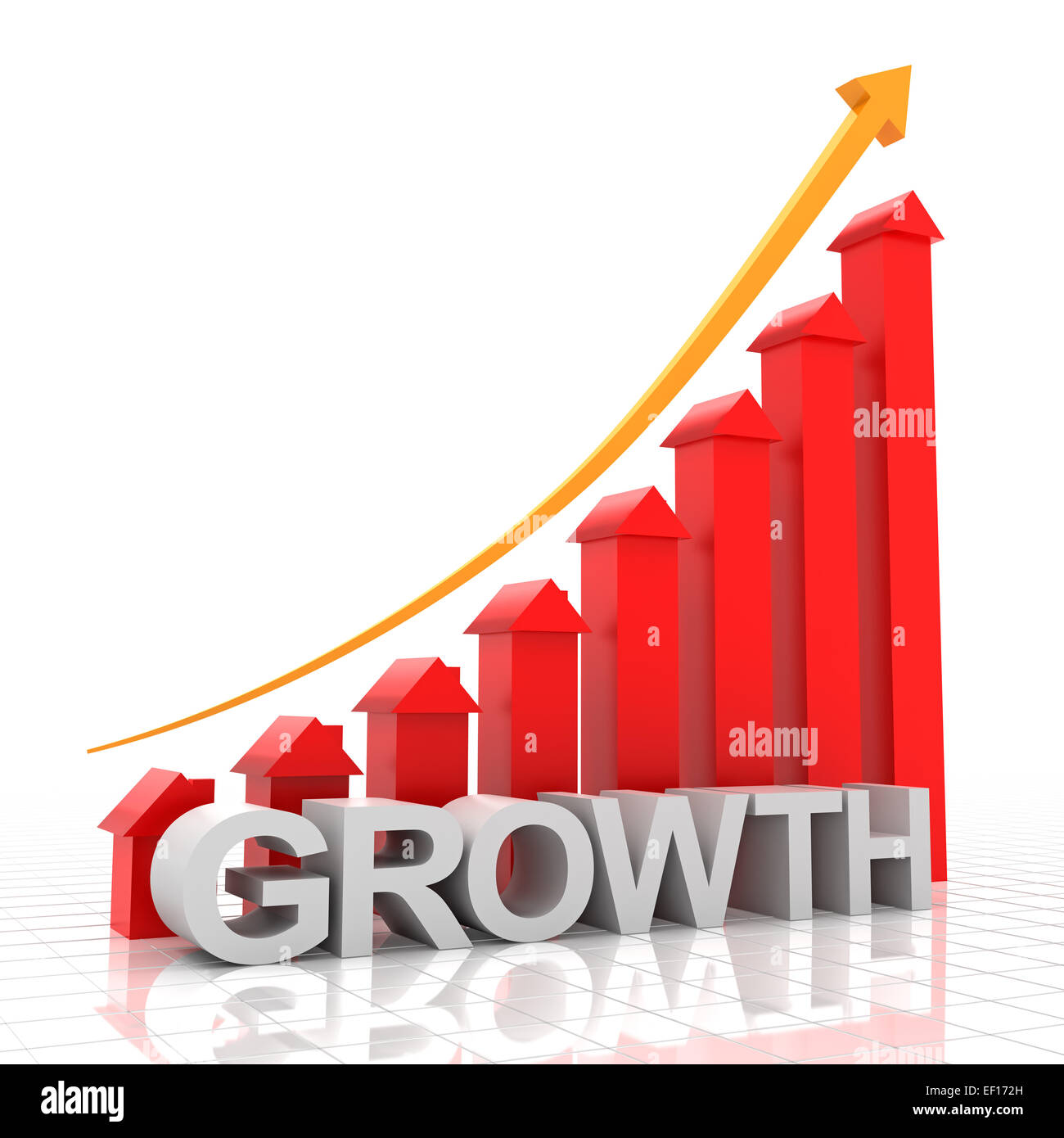 Immobilien-Wachstums-Chart, 3d render Stockfoto