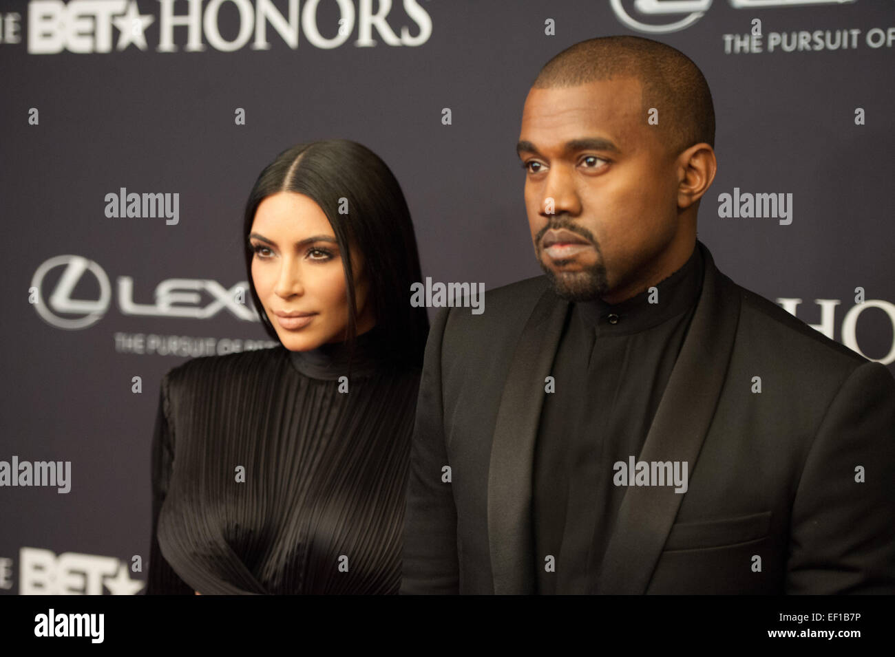 Washington, District Of Columbia, USA. 24. Januar 2015. KANYE WEST, Curtis für die visionäre BET Honors Award und KIM KARDASHIAN, um die Wette-Ehrungen am berühmten Warner Theater in Washington, D.C. stattfand © Ricky Fitchett/ZUMA Draht/Alamy Live News Stockfoto