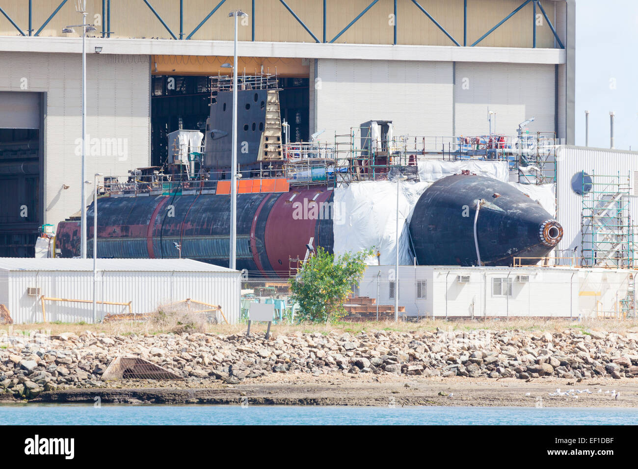U-Boot in einer Werft im Bau Stockfoto