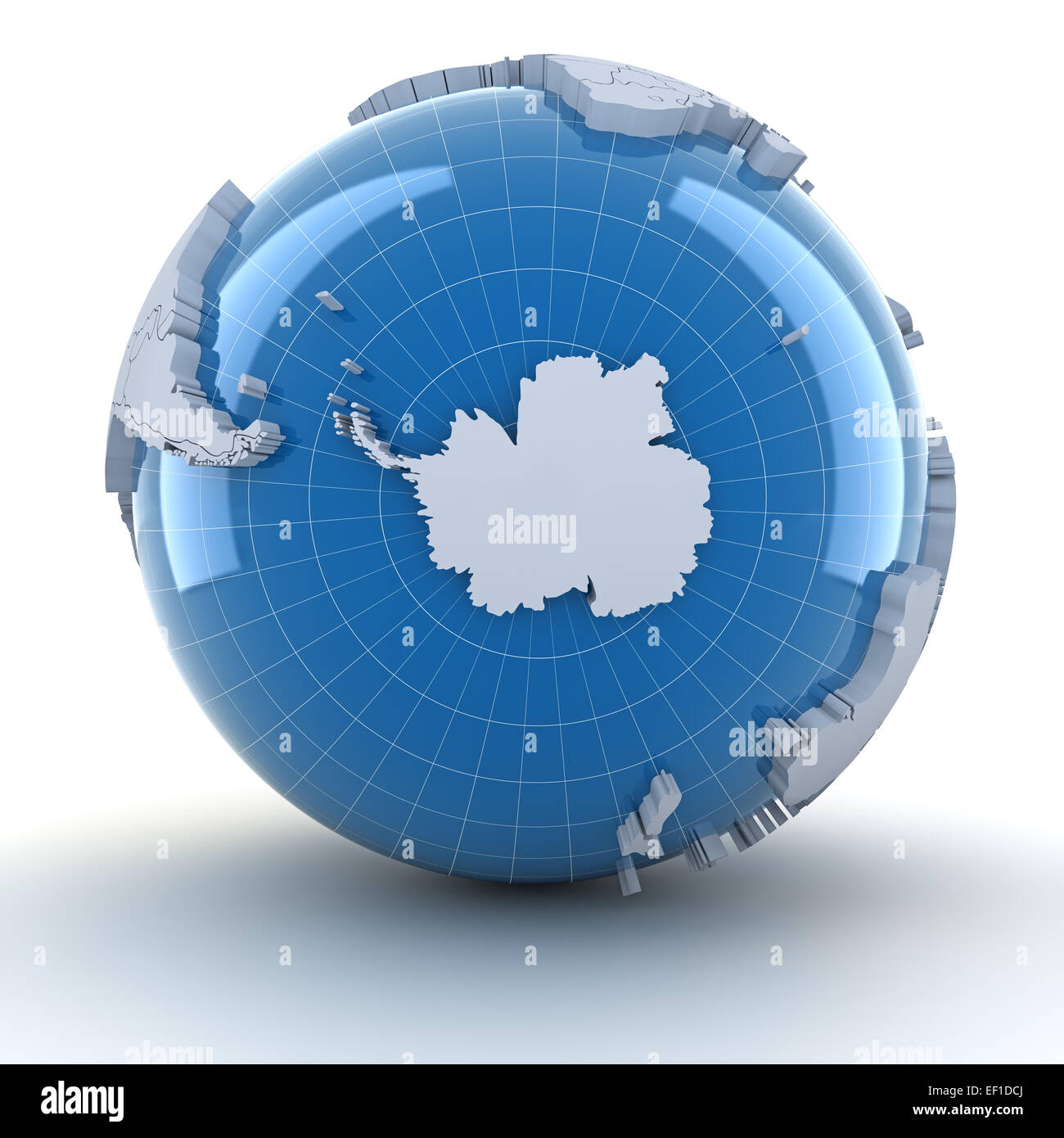 Globus mit Antarktis, 3d render Stockfoto