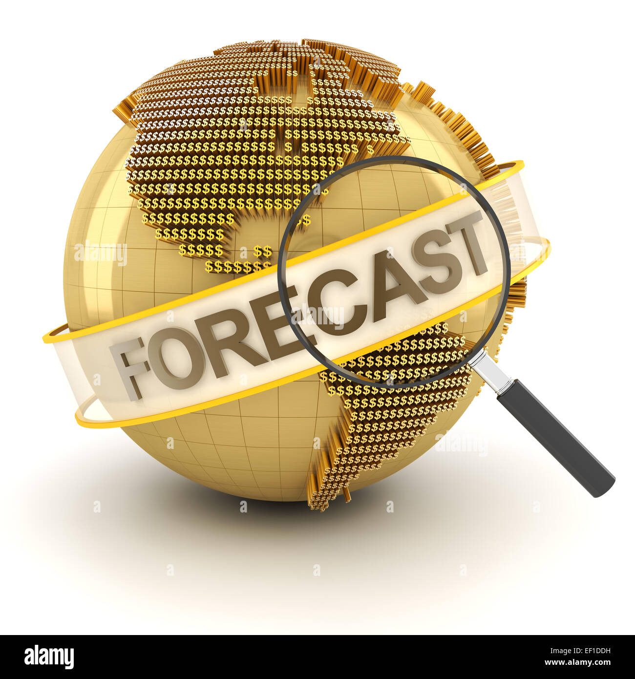 Globale finanzielle Prognosehorizonts Symbol mit Globe, 3d Rendern Stockfoto