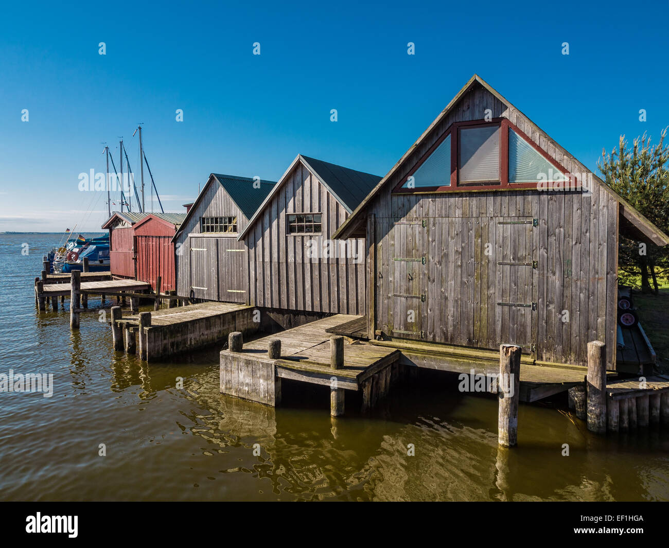 Hausboote in Ahrenshoop (Deutschland). Stockfoto Hausboote in Ahrenshoop (Deutschland). Stockfoto