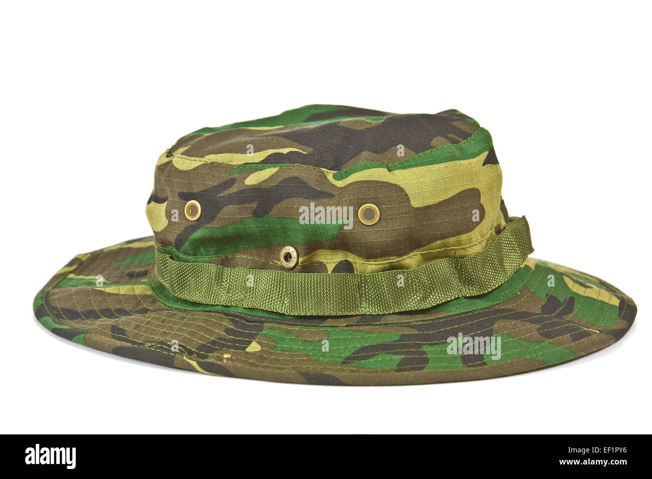 Militärausrüstung - Tarnung Hut Teil der Schlacht Kleidung der Streitkräfte Stockfoto