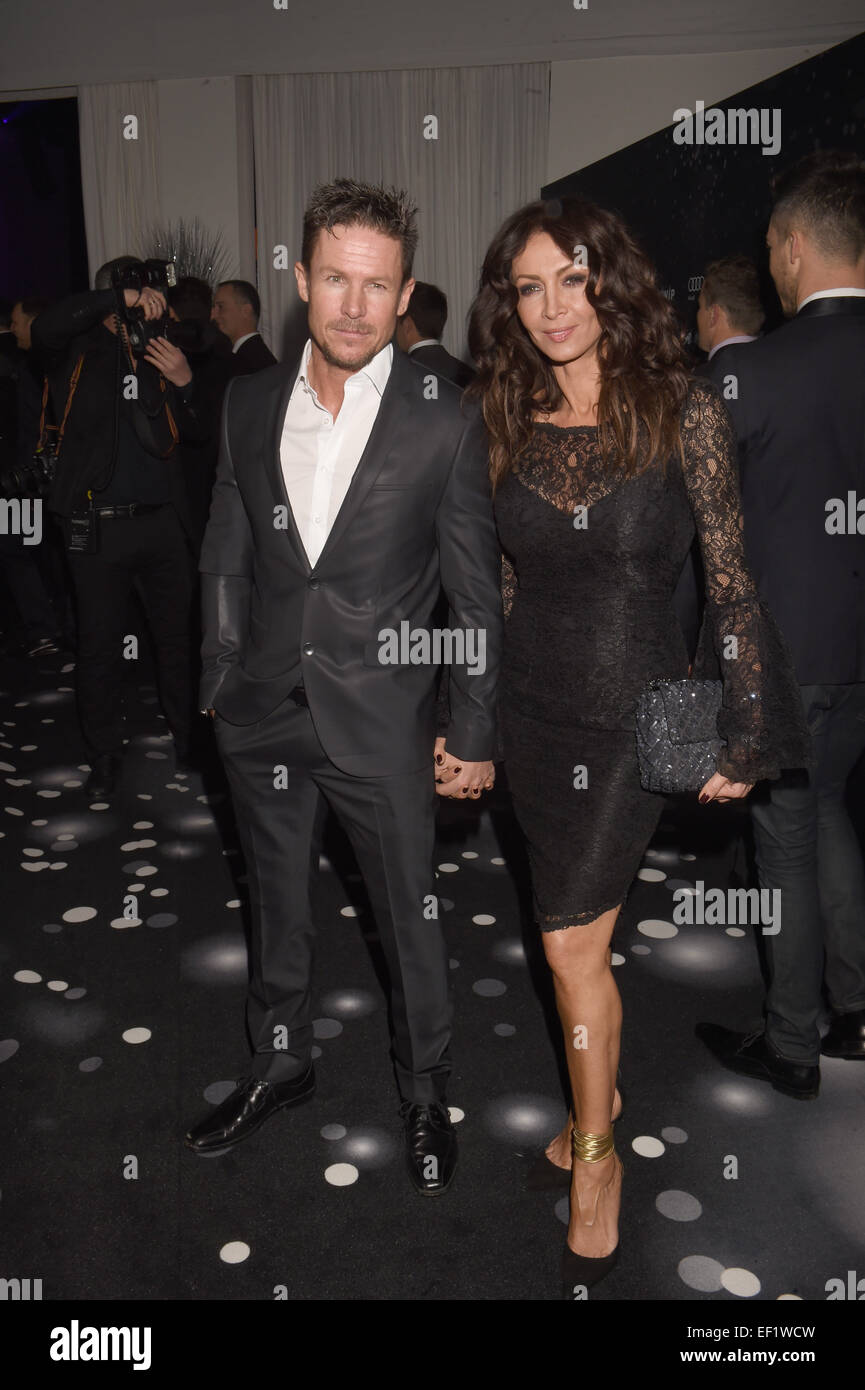 Osterreichische Extremsportler Felix Baumgartner L Und Mihaela Radulescu Schwartzenberg Kommen Fur Die Kitz Race Club Party 2015 In Kitzbuhel Osterreich 24 Januar 2015 Foto Felix Hoerhager Dpa Stockfotografie Alamy
