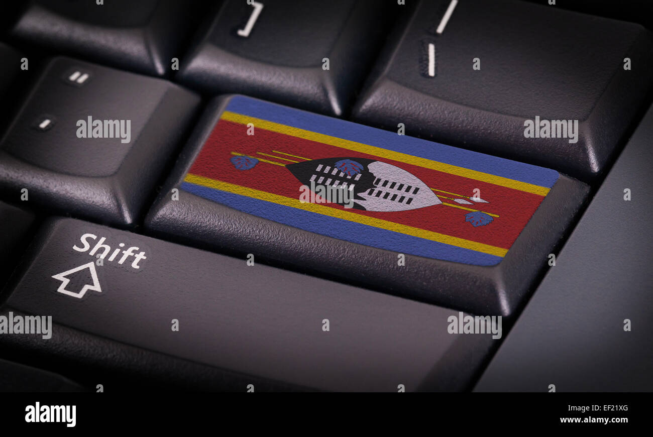 Flagge auf Schaltfläche Tastatur, Flagge von Swasiland Stockfoto