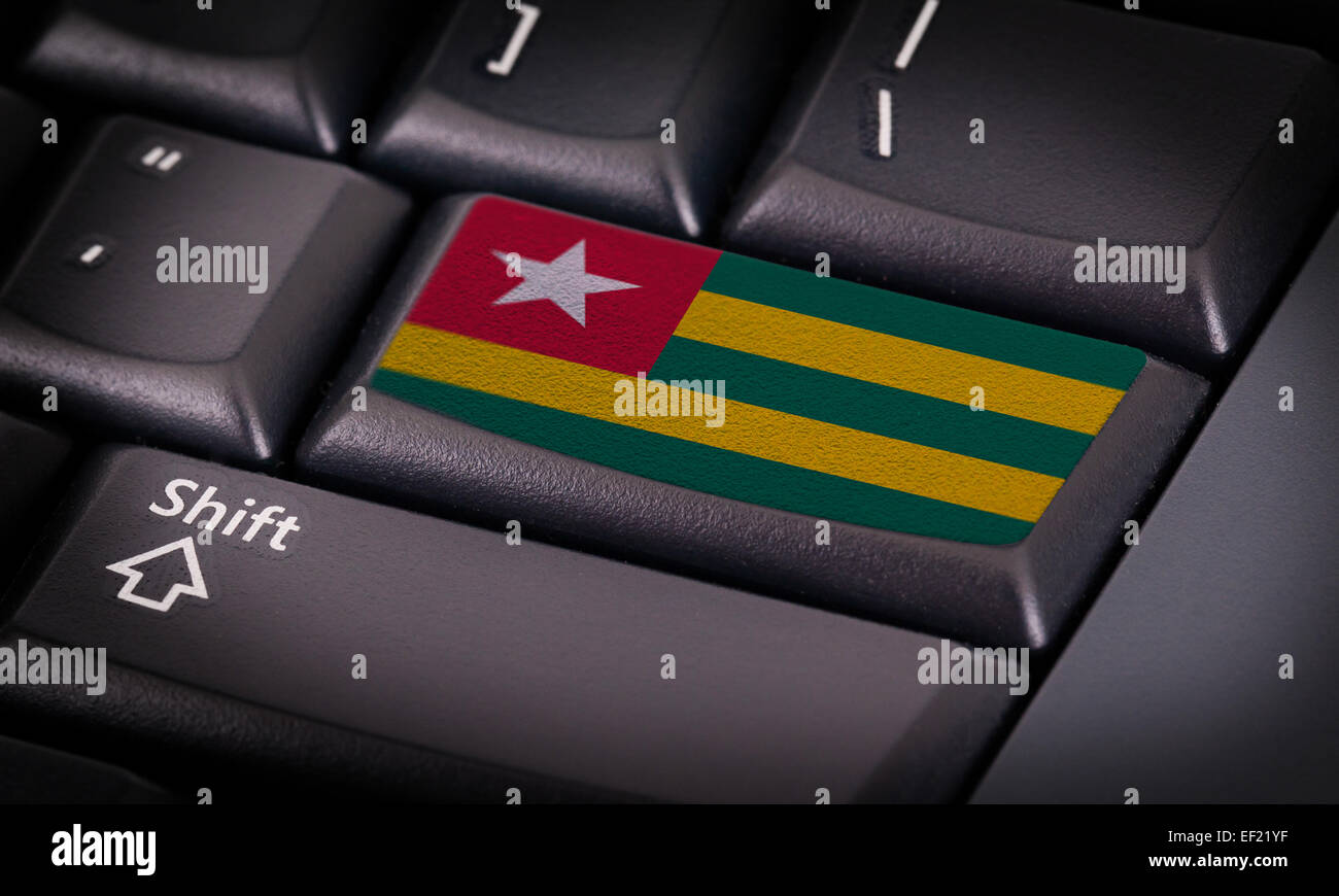 Flagge auf Schaltfläche Tastatur, Flagge von Togo Stockfoto