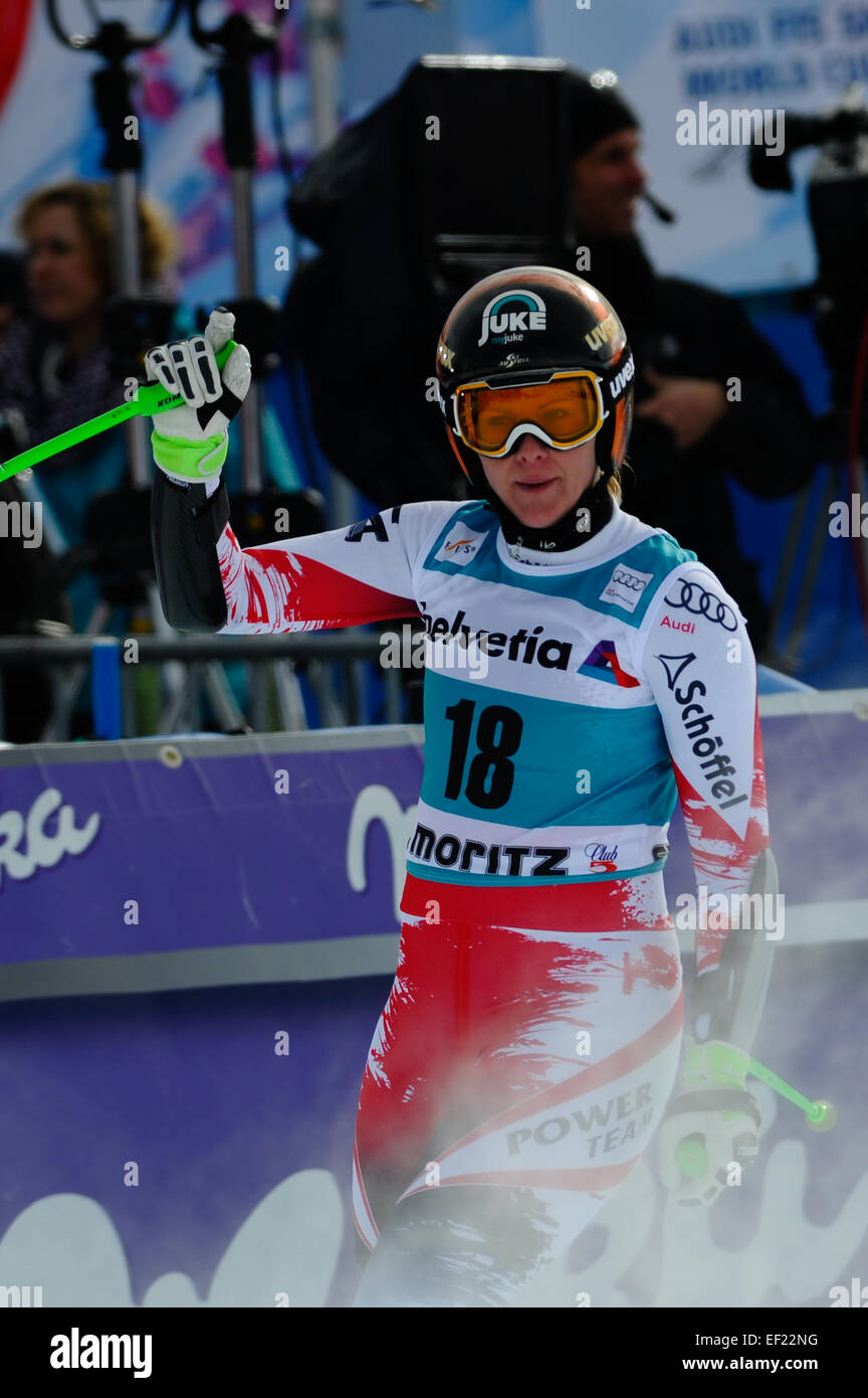 St. Moritz, Schweiz. 25. Januar 2015. Nicole Hosp AUT konkurriert während der Audi FIS Ski World Cup Damen Super-G in St. Moritz Stockfoto