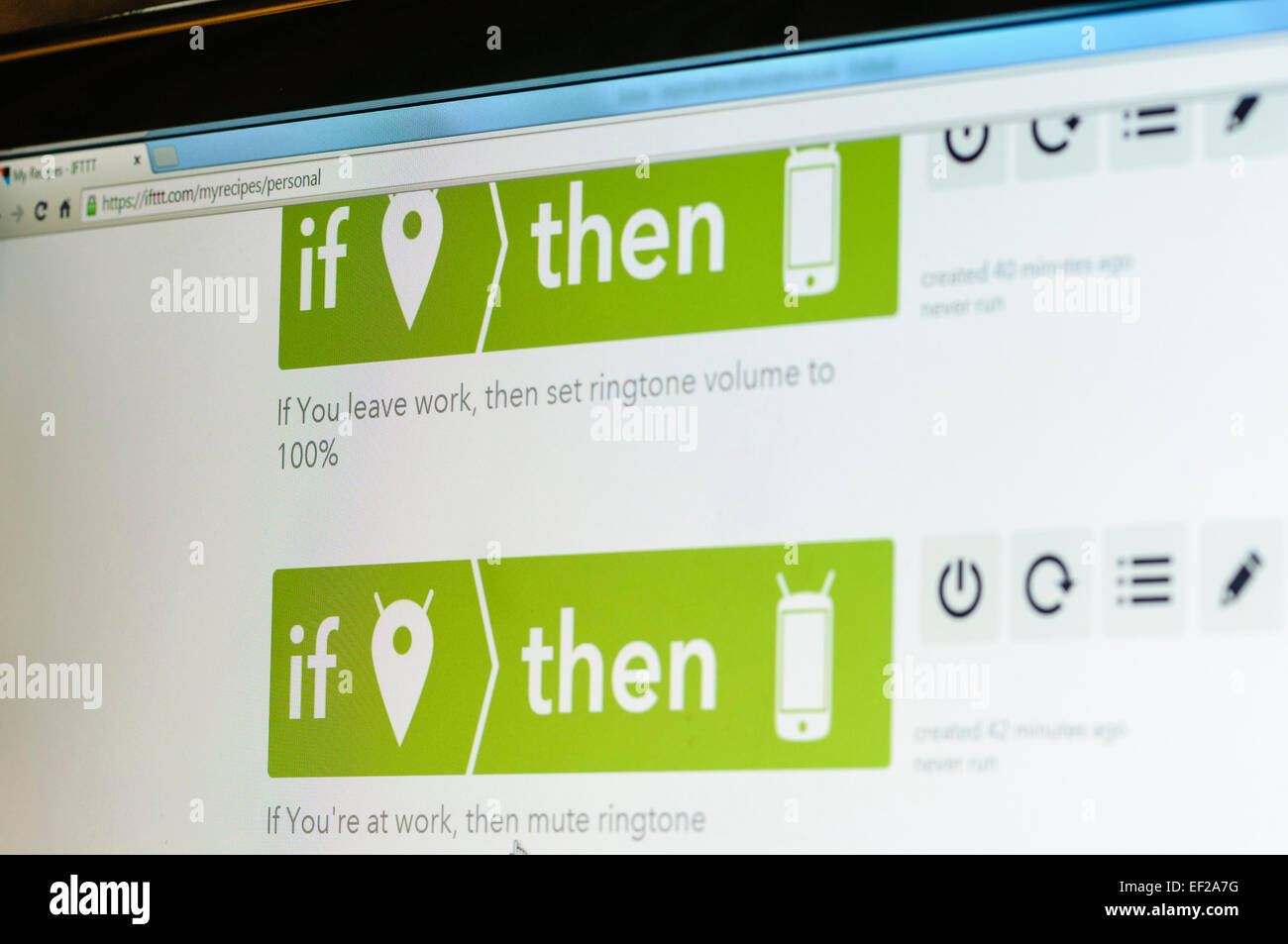 Screenshot aus IFTTT (wenn dann dann, dass) bei http://ift.tt, eine Website, die hilft zu automatisieren, Aktivitäten und Aufgaben zwischen dem mobilen p Stockfoto