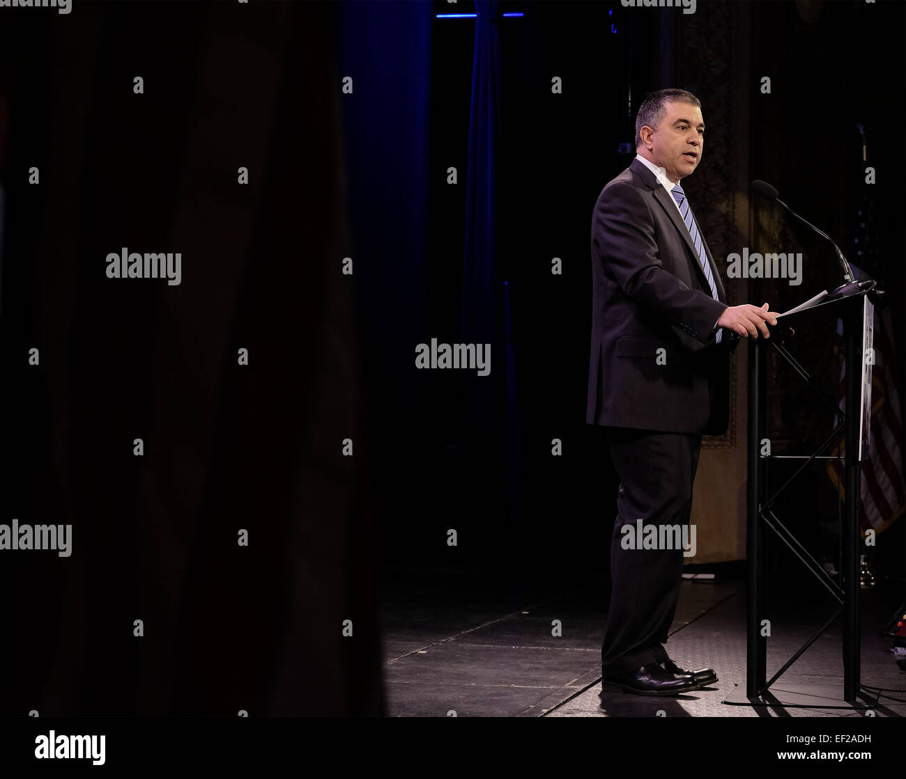 24. Januar 2015 - Des Moines, IOWA, USA - Bürger United Pres DAVID BOSSIE sprechen während der Iowa Freiheit Gipfel, Samstag, 24. Januar 2015, an der Stelle der Hoyt Sherman in Des Moines, Iowa. (Kredit-Bild: © Jerry Mennenga/ZUMA Draht) Stockfoto