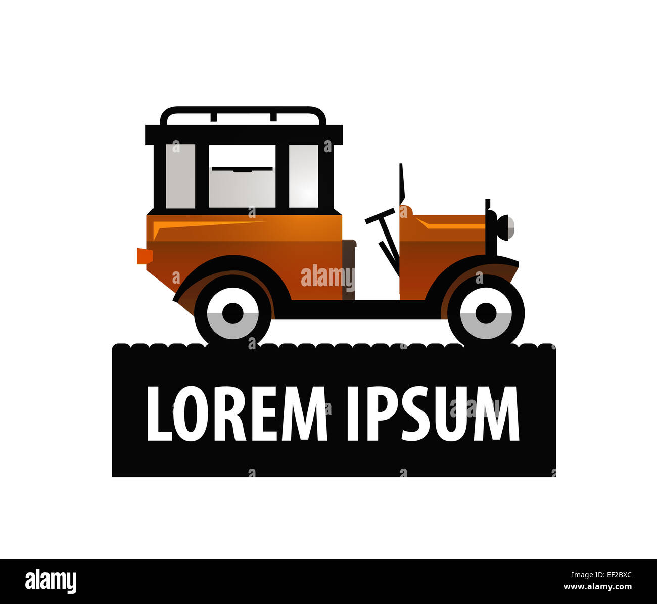 Retro-Auto-Vektor-Logo-Design-Vorlage. Transport oder Fahrzeug-Symbol. Stockfoto