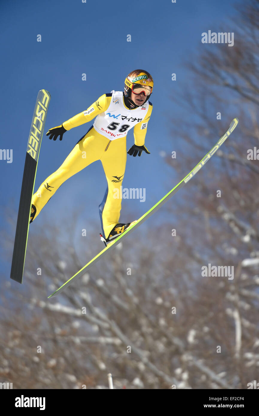 Sapporo, Hokkaido, Japan. 25. Januar 2015. Noriaki Kasai (JPN) Skispringen: FIS Skisprung Welt Cup Großschanze Individuum (HS134) im Stadium der Okurayama springen in Sapporo, Hokkaido, Japan. © Hitoshi Mochizuki/AFLO/Alamy Live-Nachrichten Stockfoto