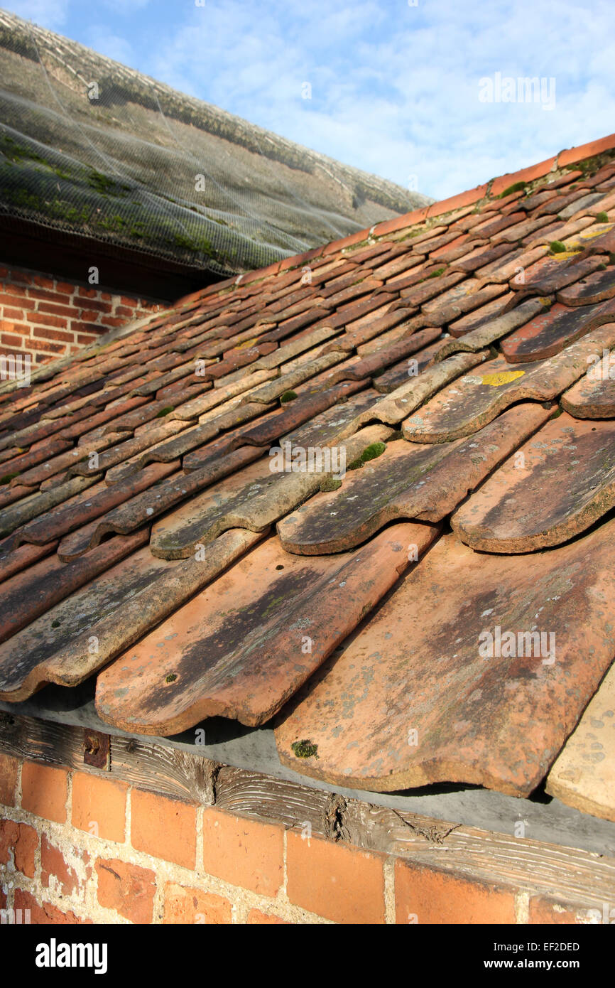 Reetdach-Scheune und Pfanne gefliest Dach Scheune Walberswick Suffolk Stockfoto