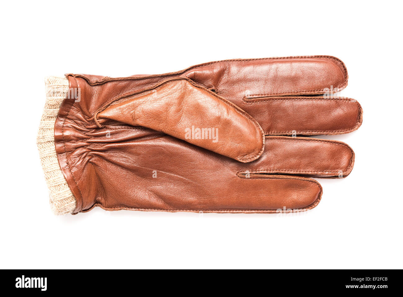 Braune Lederhandschuhe isoliert Stockfoto