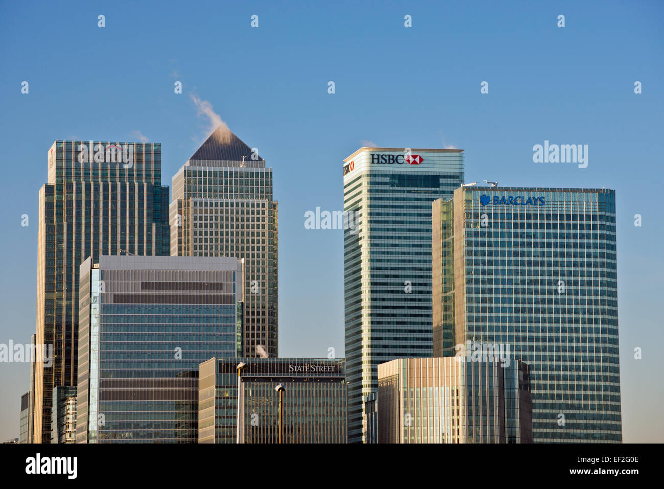 Hallo wharf Hochhäuser in Canary London UK Stockfoto