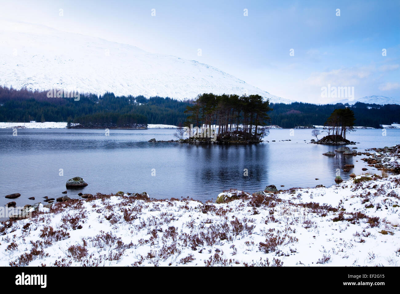 Winter am Loch Ossian, Schottland Stockfoto