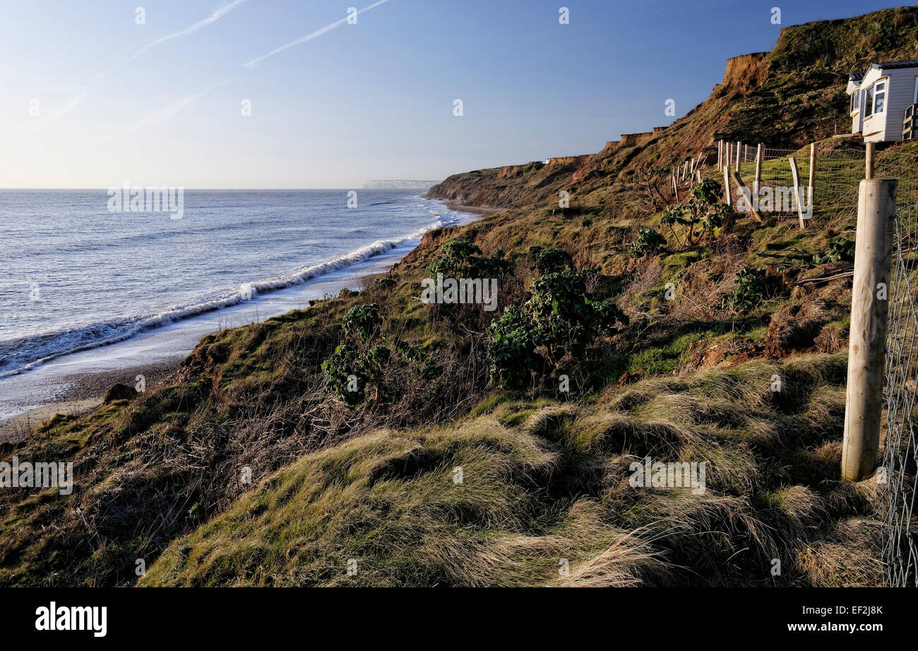 Grange Chine, Isle Of Wight, vermittelt Wasser Buddle Bach in der Nähe von Brighstone bis zum Meer neben Grange Farm und Urlaub Stellplatz Stockfoto