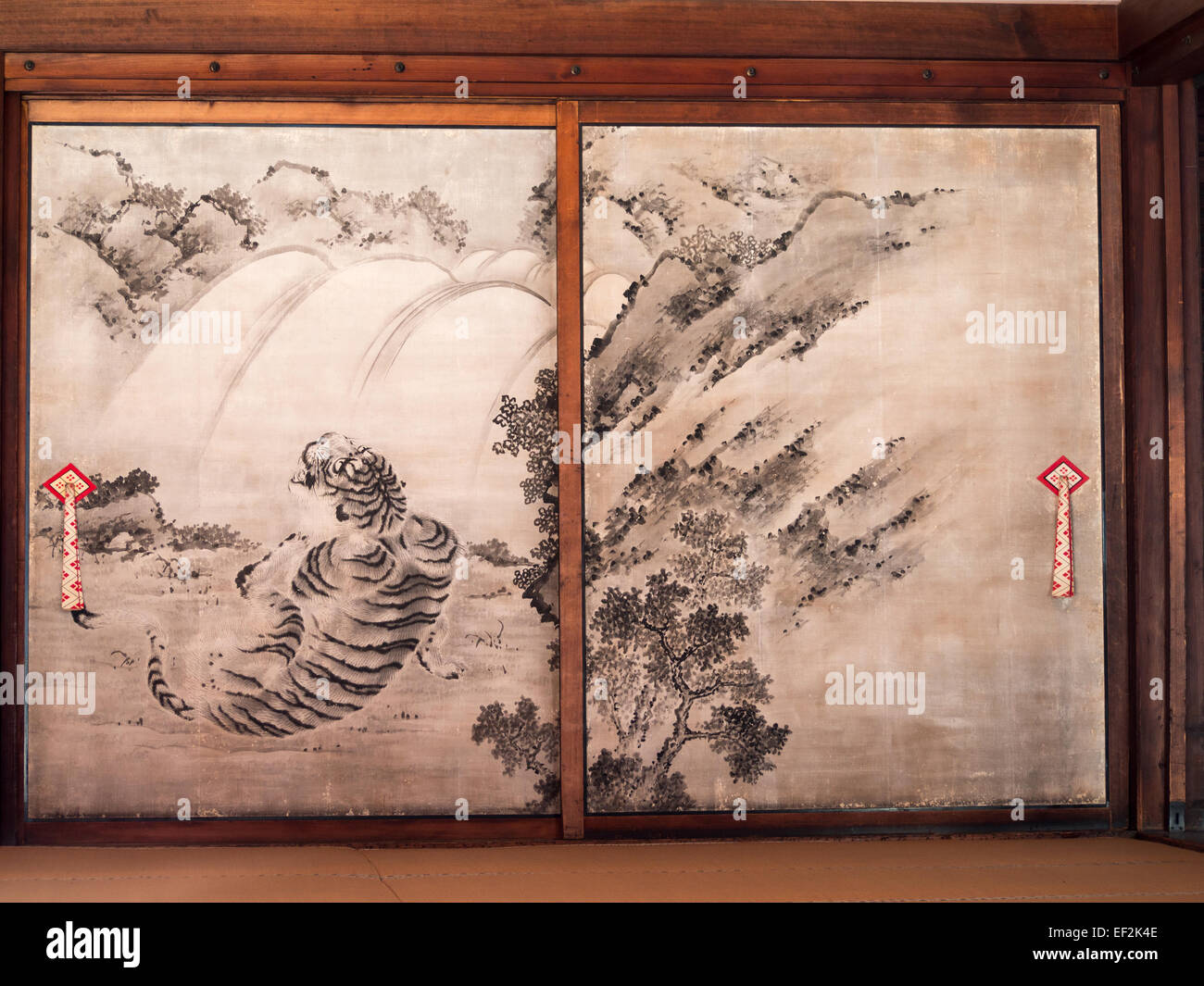 Shodaibu-No-Ma Pavillon Gan Tai Panels von Kyoto Imperial Palace Stockfoto