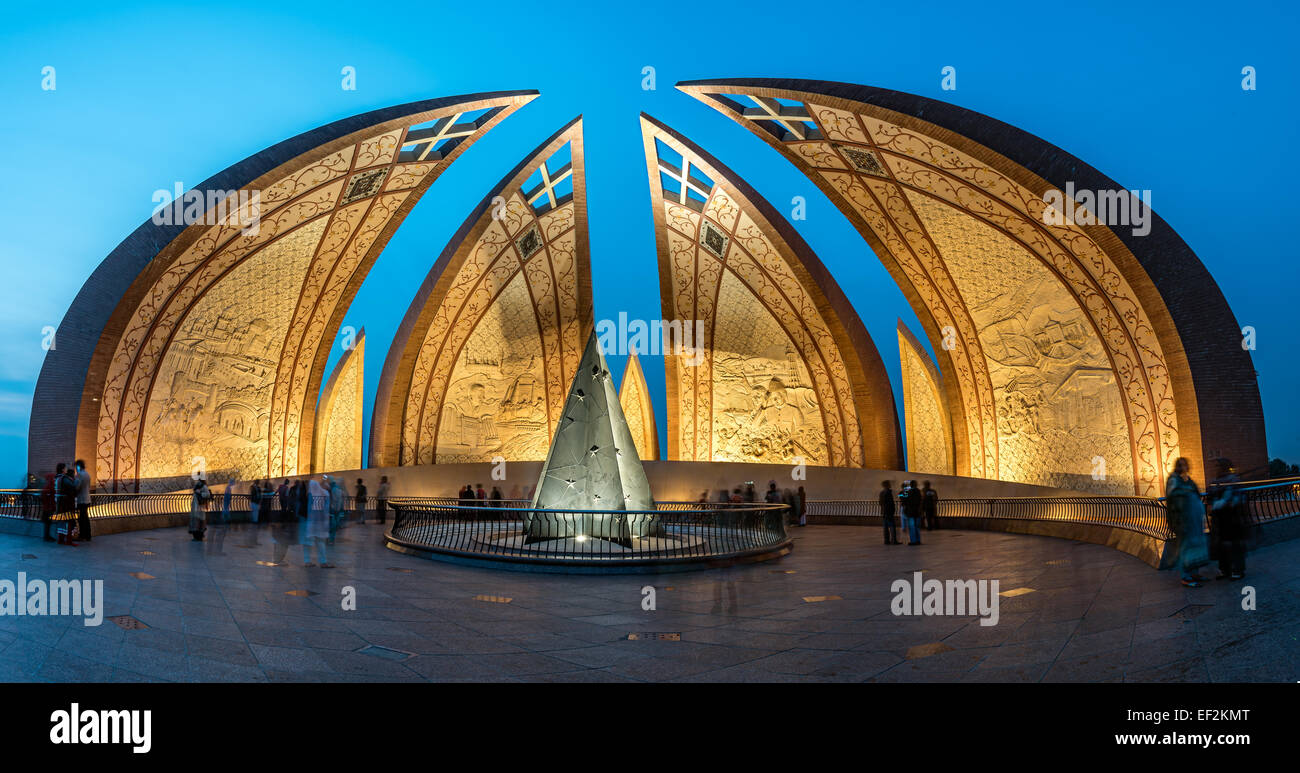Pakistan-Denkmal ist eine Sehenswürdigkeit in Islamabad, die vier Provinzen von Pakistan darstellt. Stockfoto