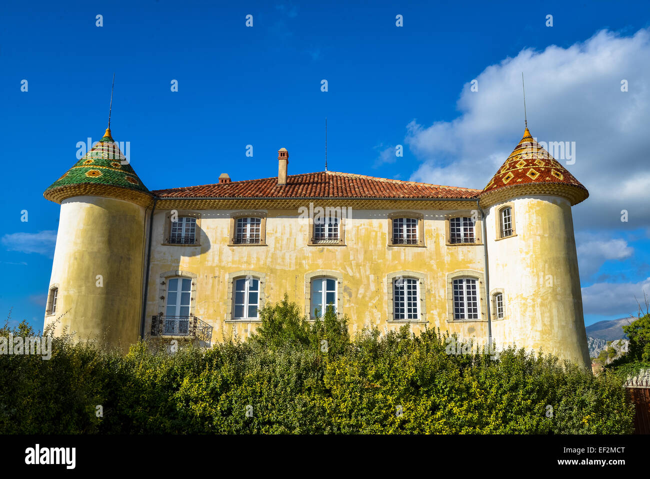 Blick auf Aiguines Provence Frankreich Stockfoto