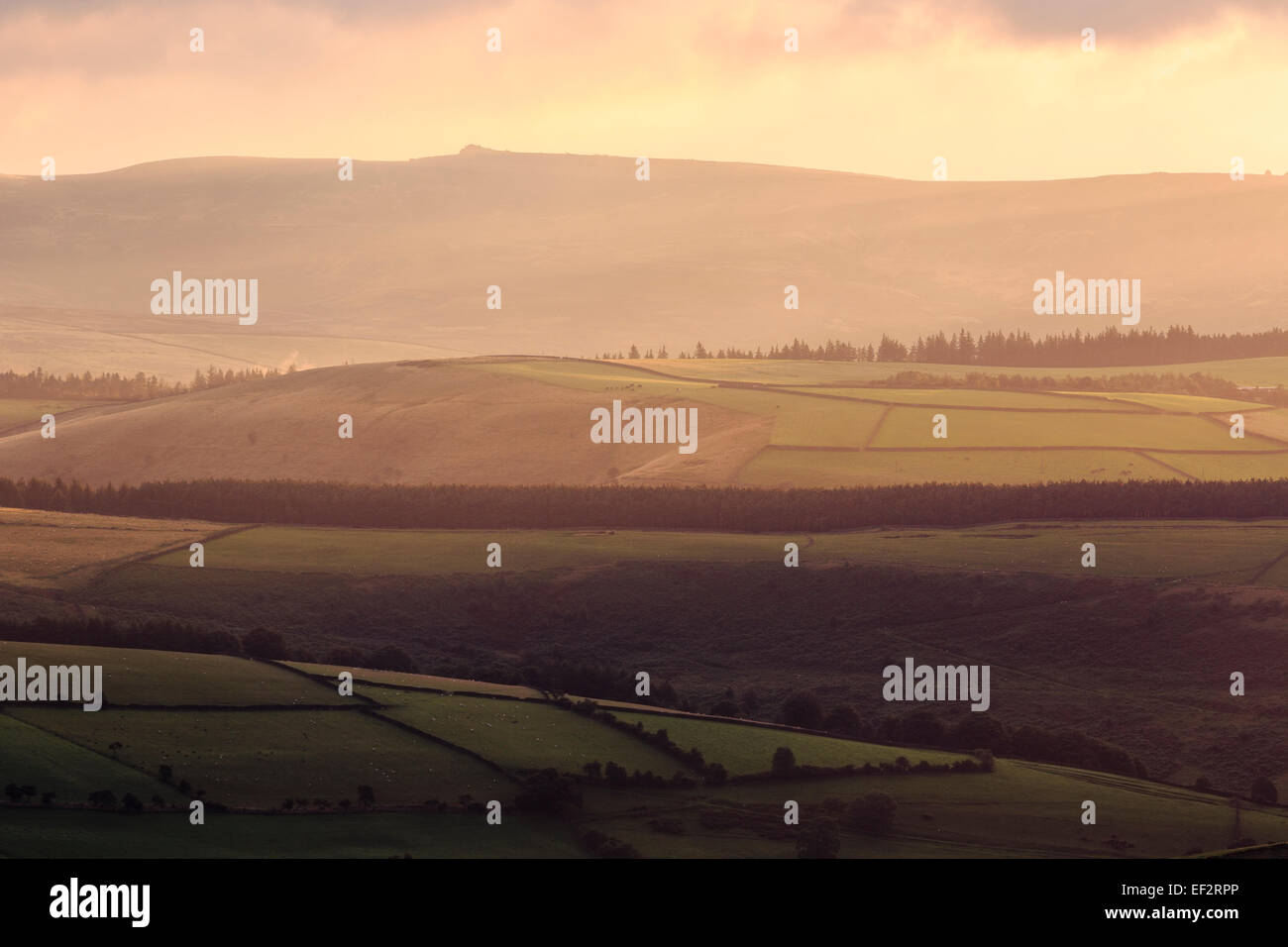 Blick vom Mam Tor, Derbyshire bei Sonnenaufgang Stockfoto