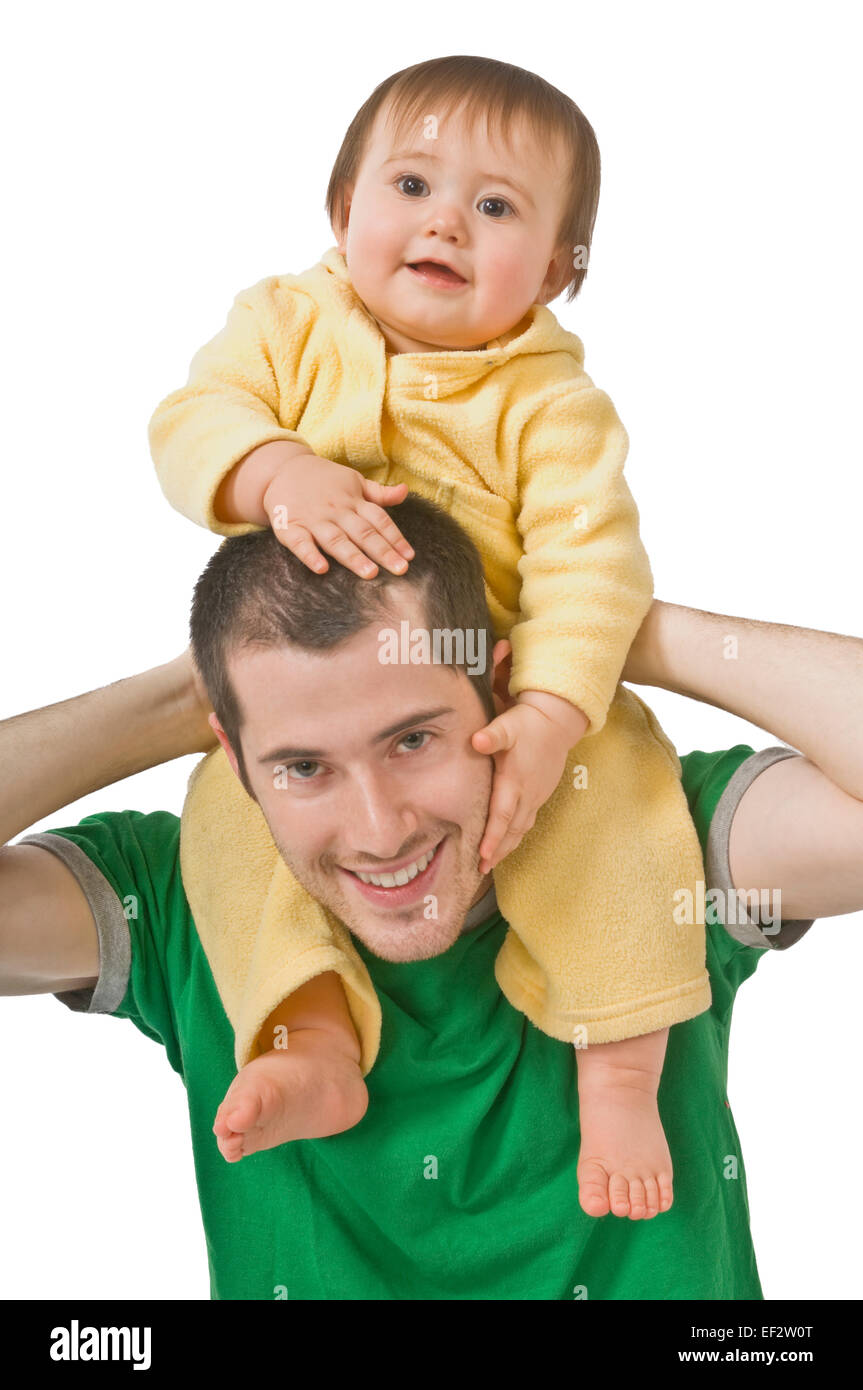 Vater Sohn auf den Schultern tragen Stockfoto