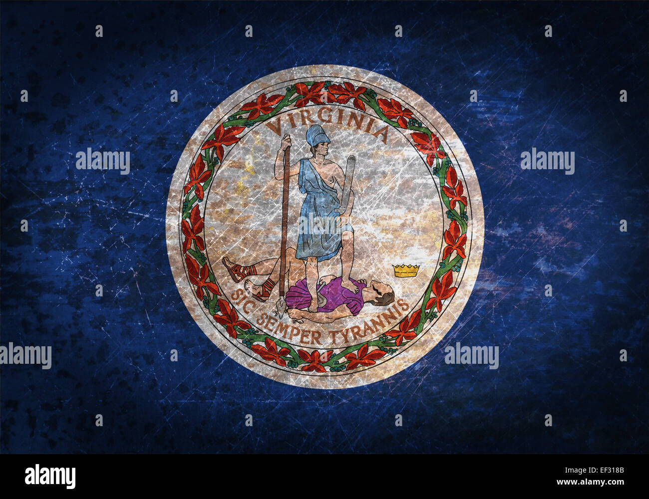 Alte rostige Blechschild mit einer Fahne - Virginia Stockfoto Alte rostige Blechschild mit einer Fahne - Virginia Stockfoto