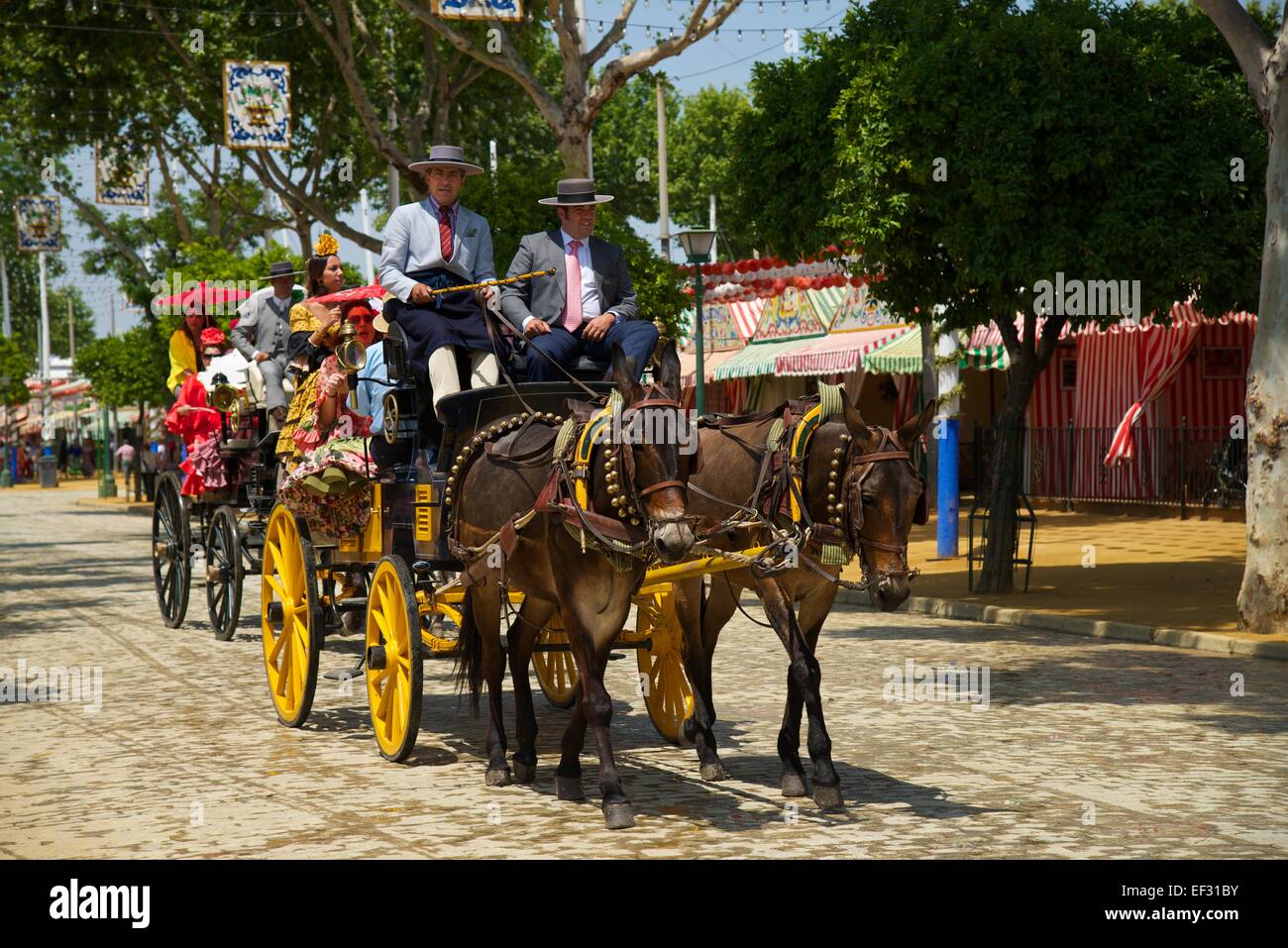 Beförderung bei der Feria de Abril in Sevilla, Andalusien, Spanien Stockfoto