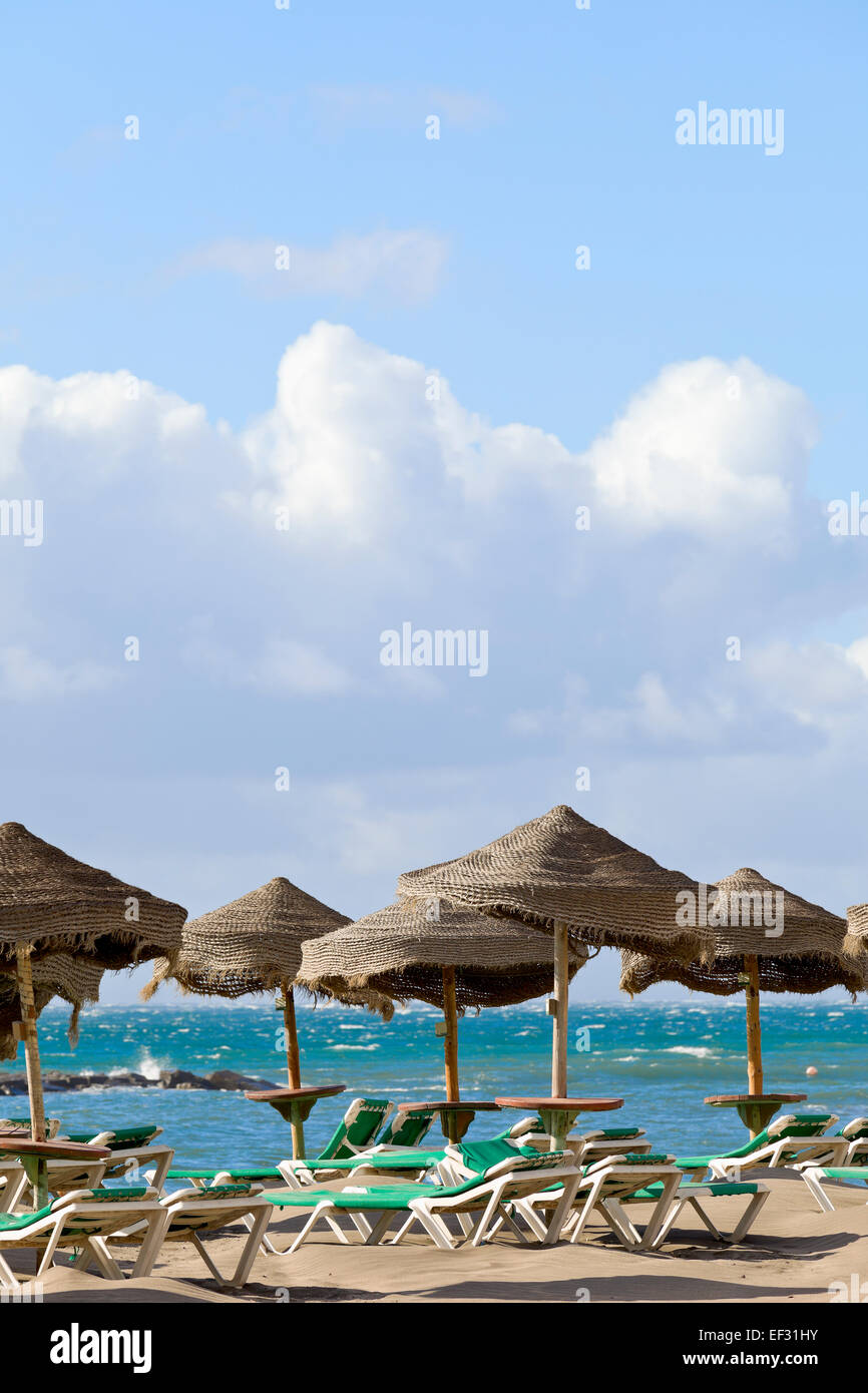 Blick auf Playa la Pinta in Stadt Costa Adeje, Teneriffa, Kanarische Inseln, Spanien. Stockfoto