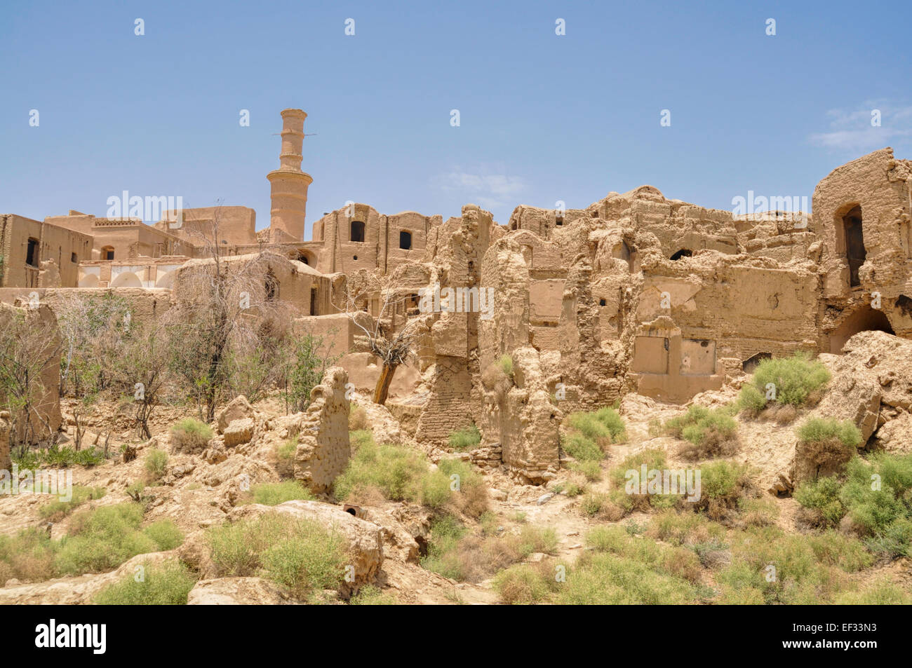 Ruinen der alten Häuser im Dorf Kharanaq im Iran Stockfoto